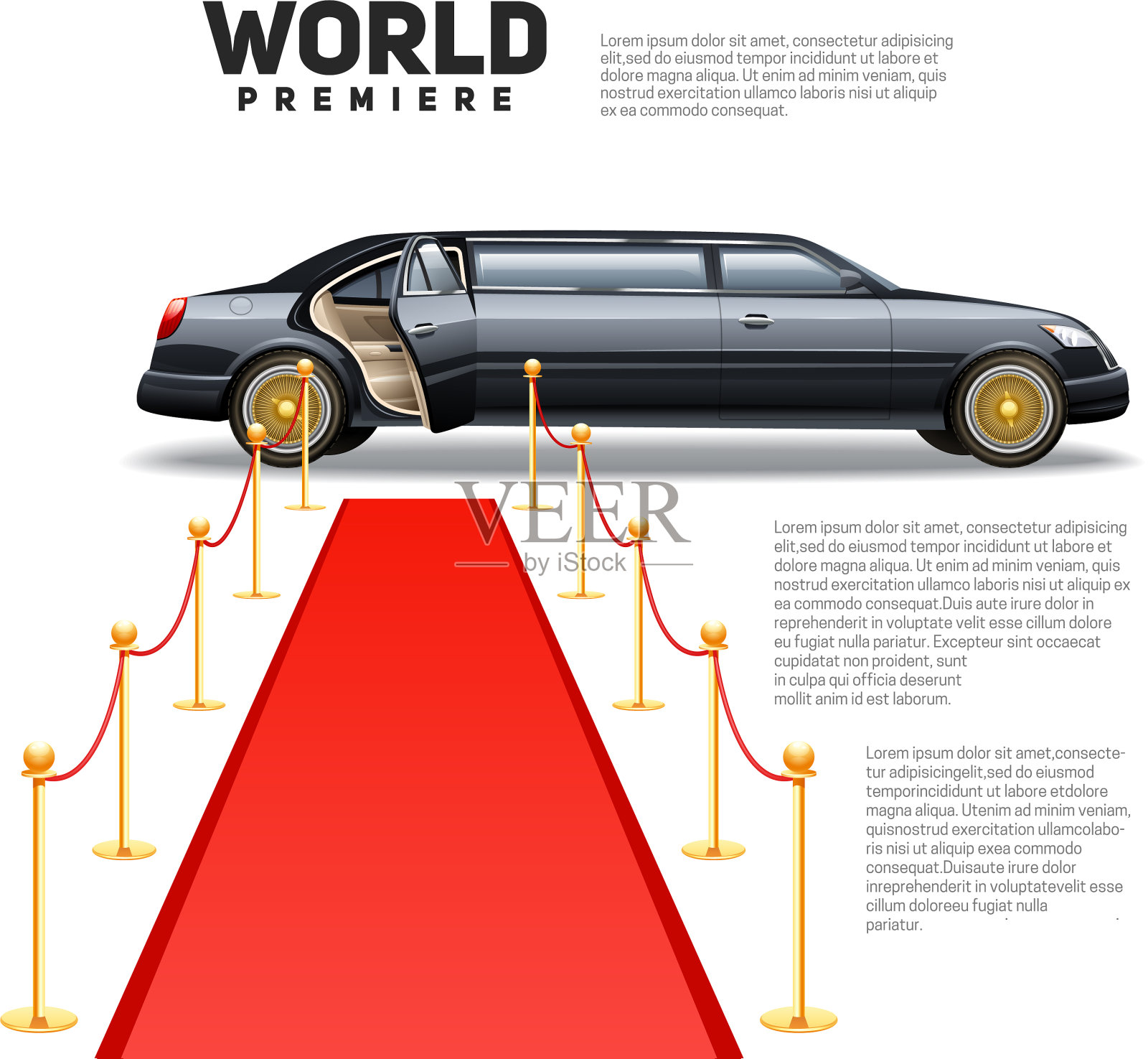 红地毯豪华轿车彩色图片设计模板素材