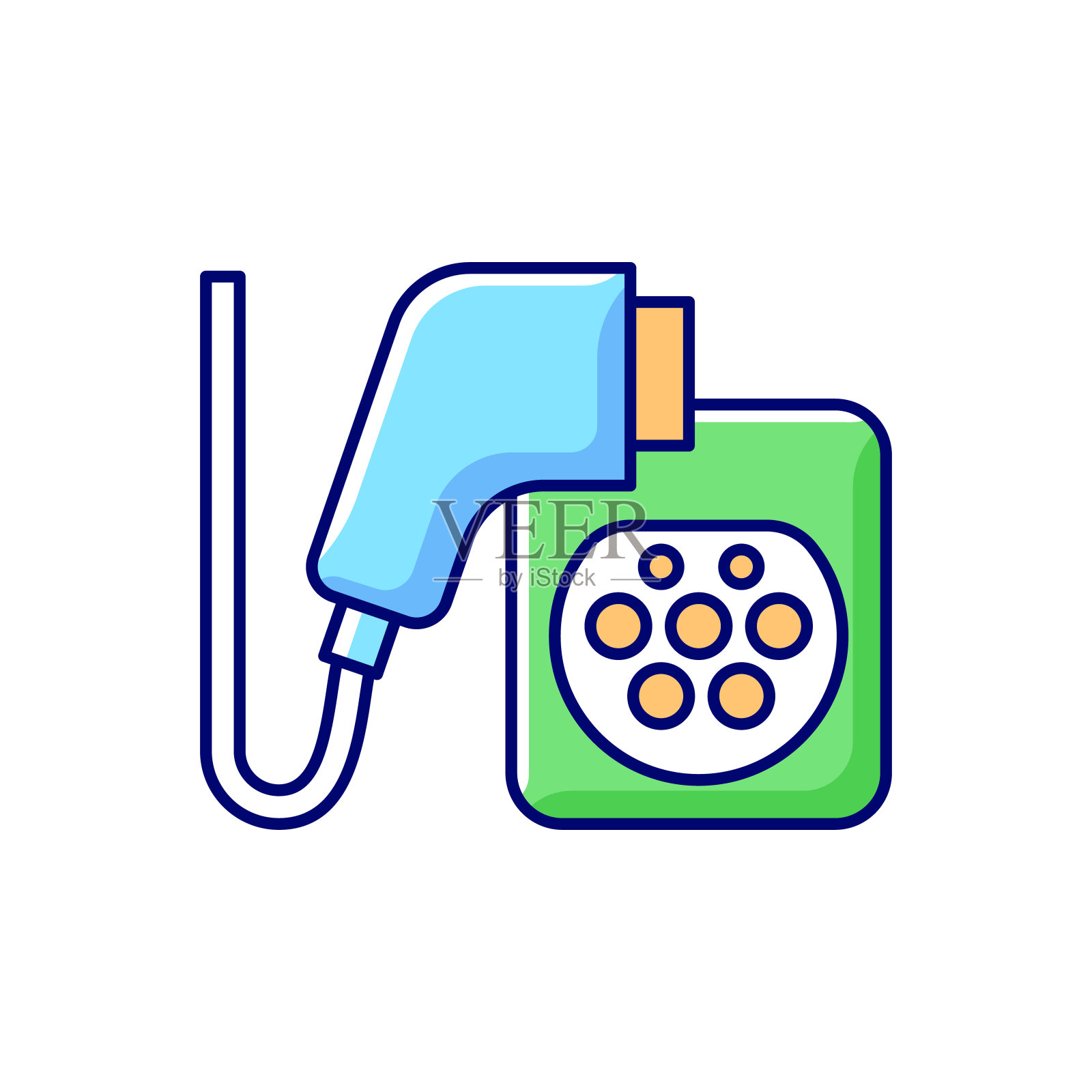 电动汽车充电连接器RGB颜色图标插画图片素材