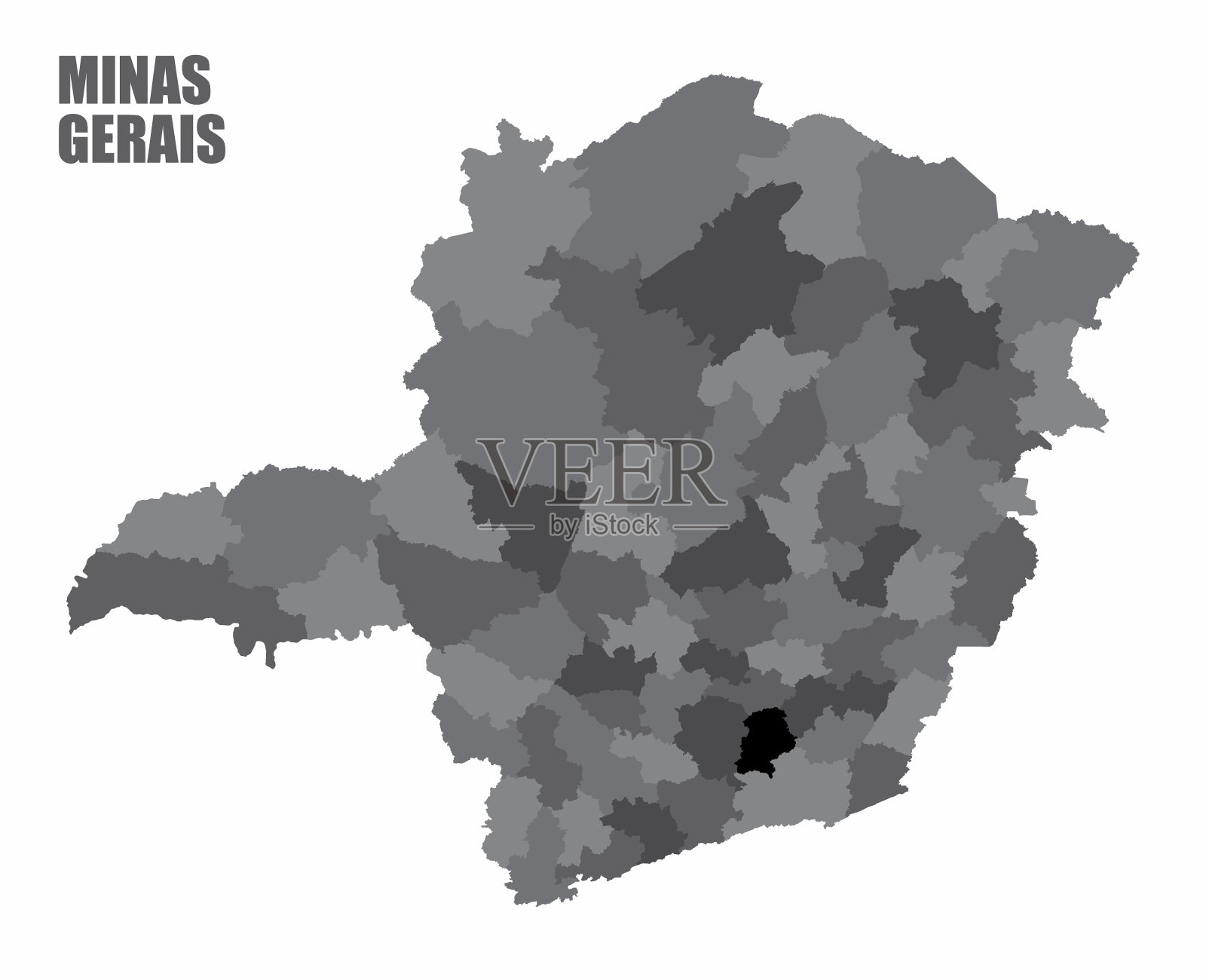 米纳斯吉拉斯州地区地图插画图片素材