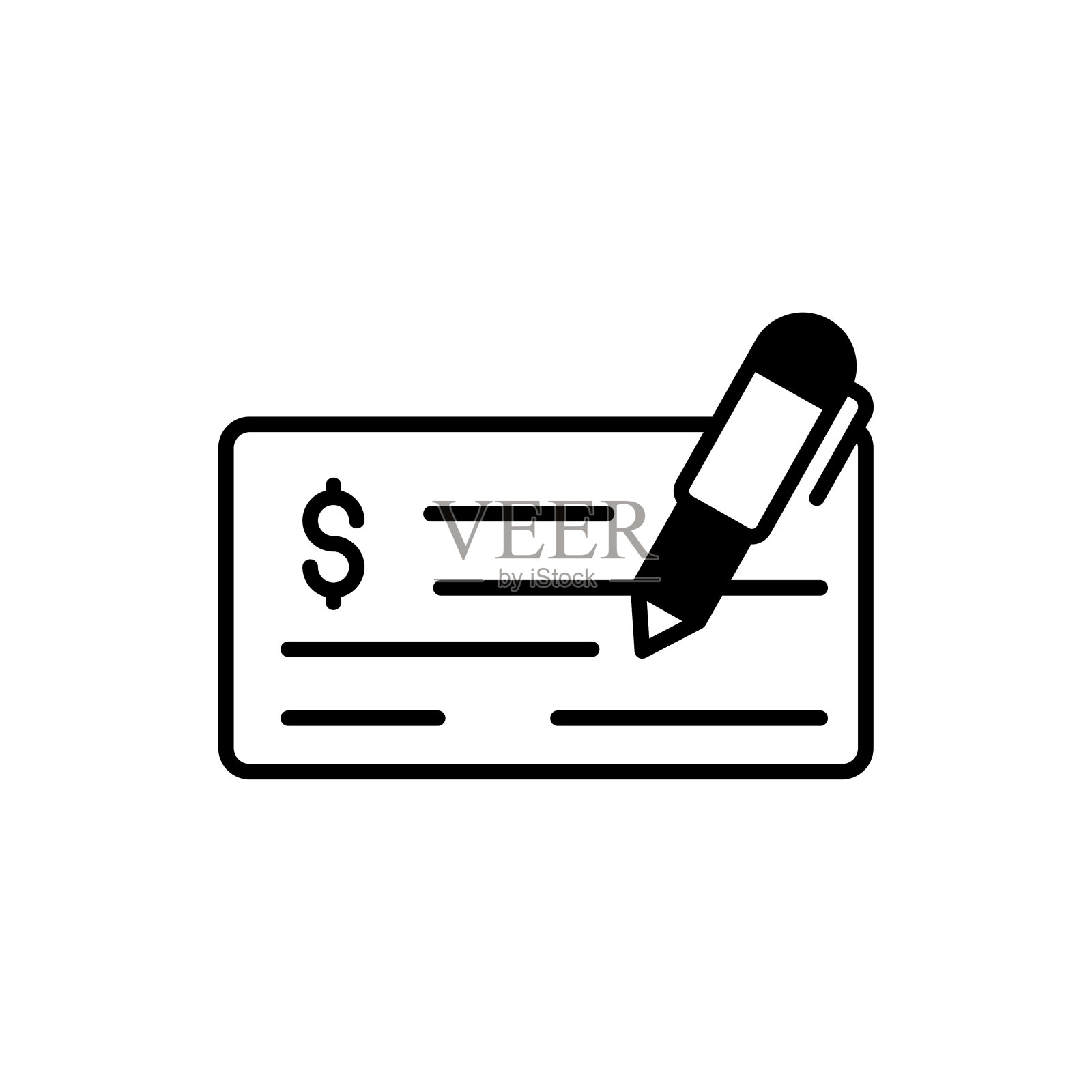 银行支票矢量固体图标风格的插图。EPS 10个文件插画图片素材