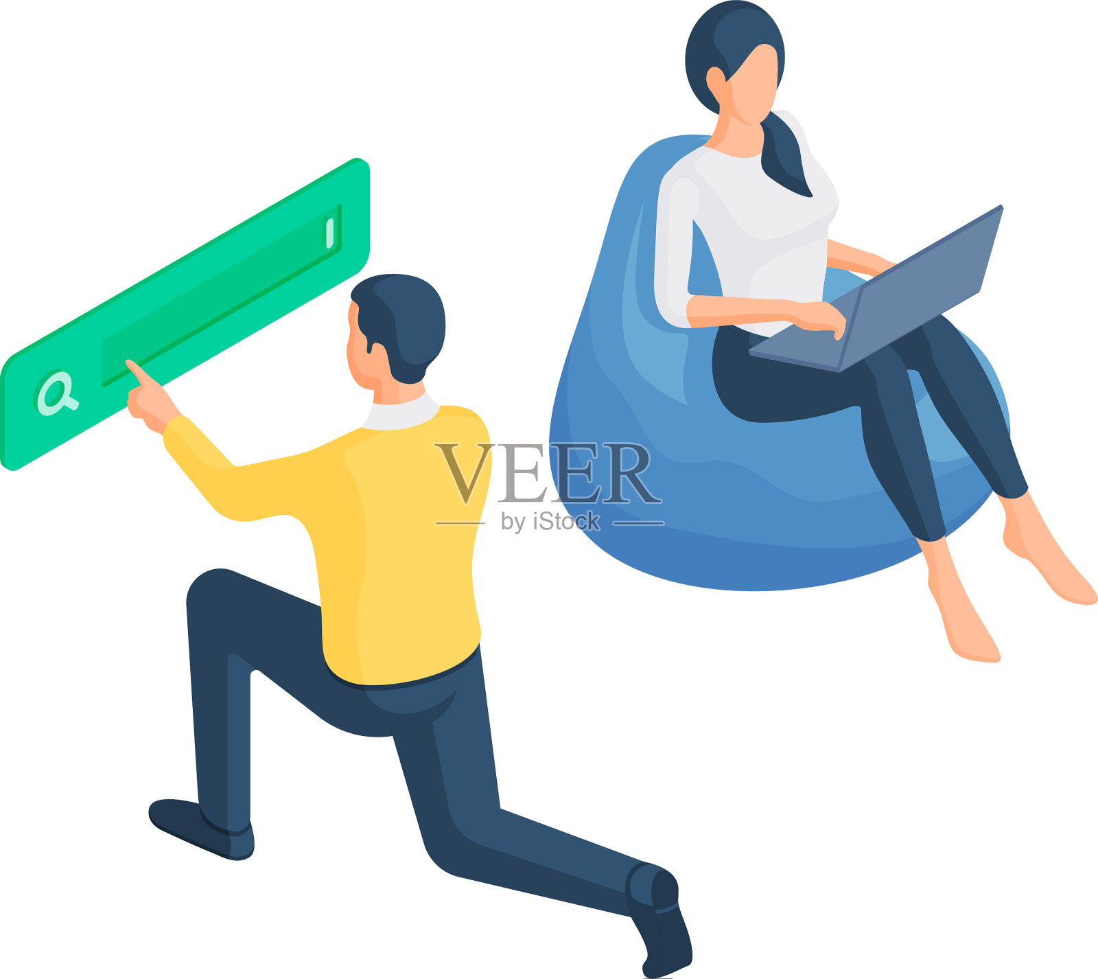 卡通人搜索信息设计元素图片