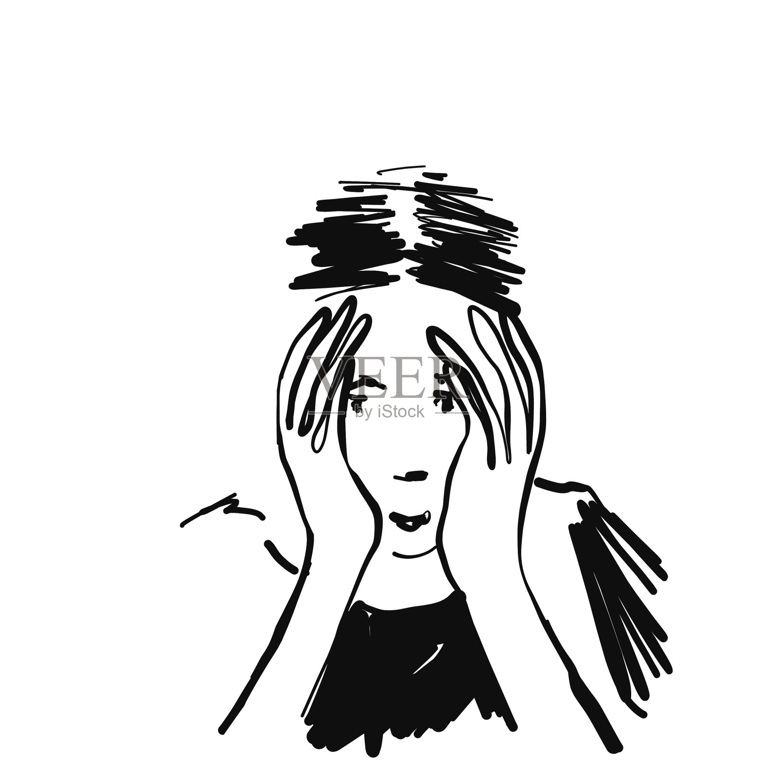 抑郁症患者的思维和头脑混乱设计元素图片