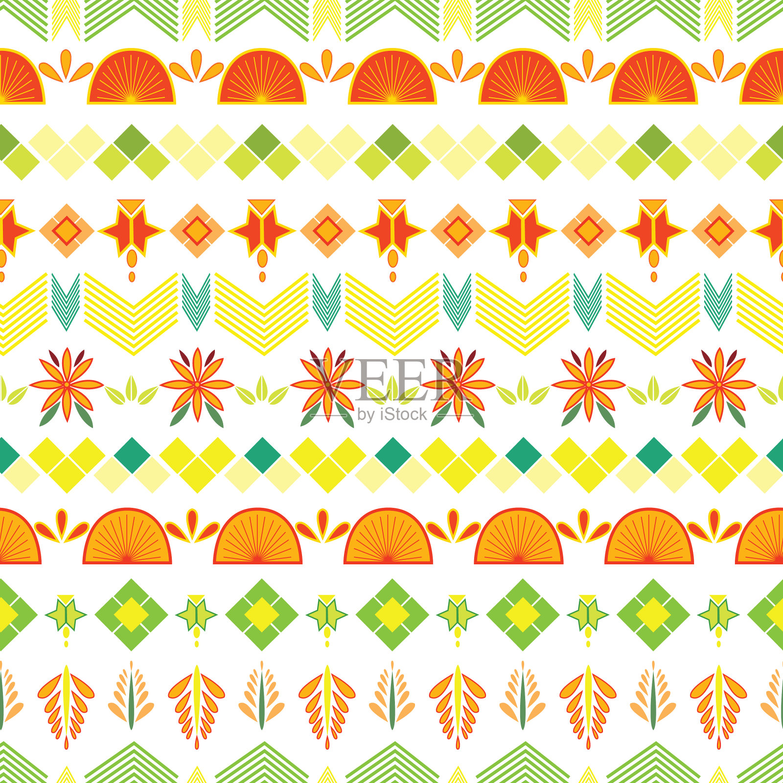 部落印花与白色背景插画图片素材