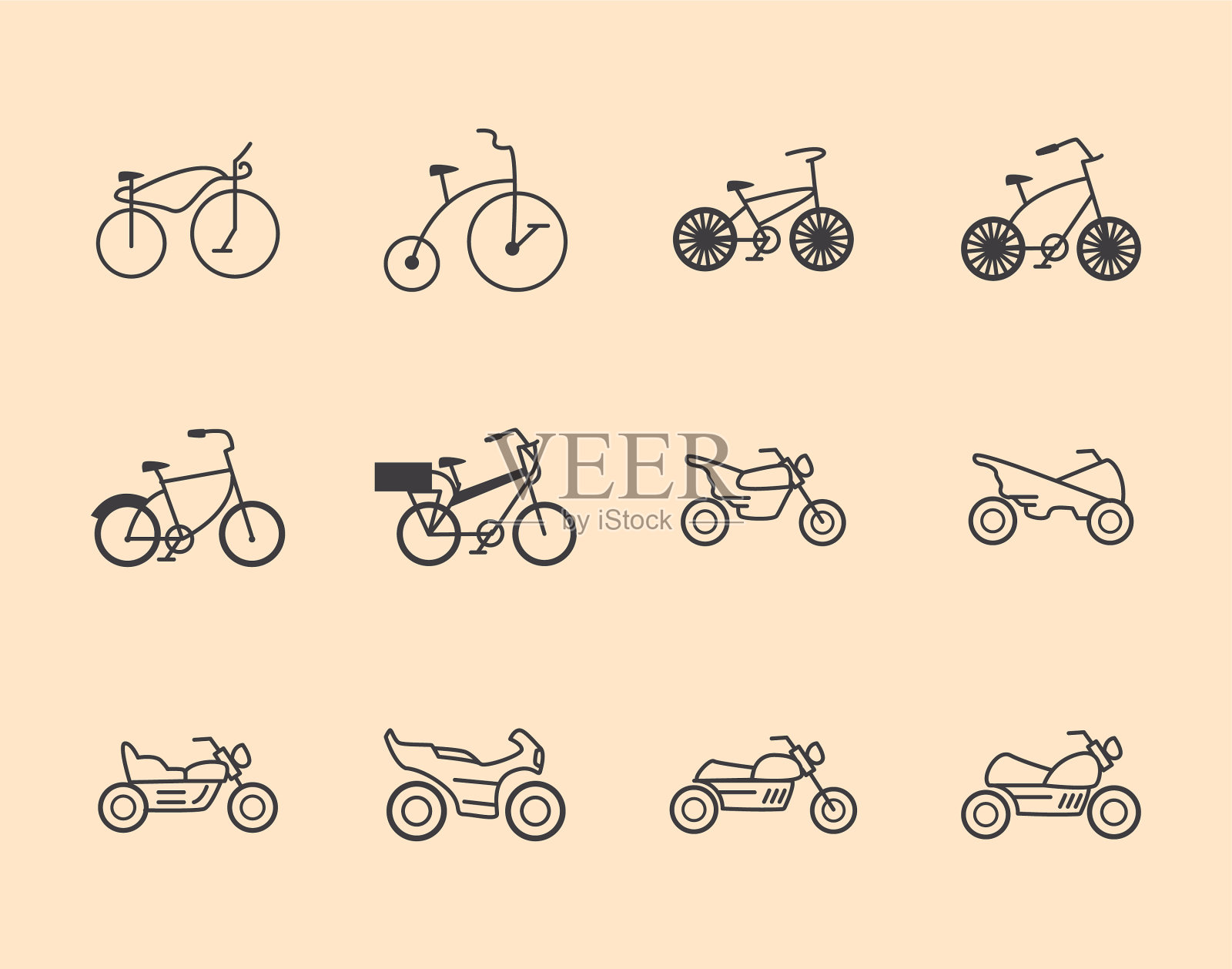 设置代表不同类型自行车的图标图标素材