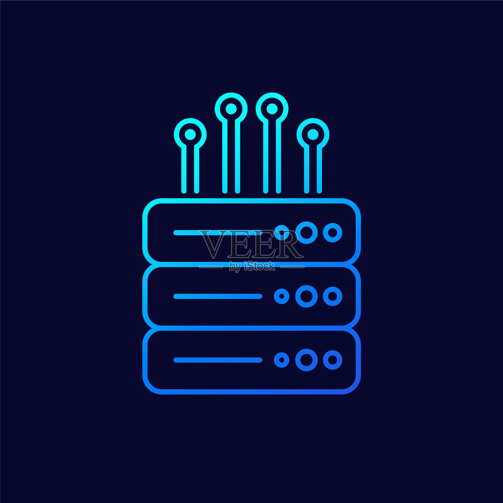 主机远程服务器行图标插画图片素材