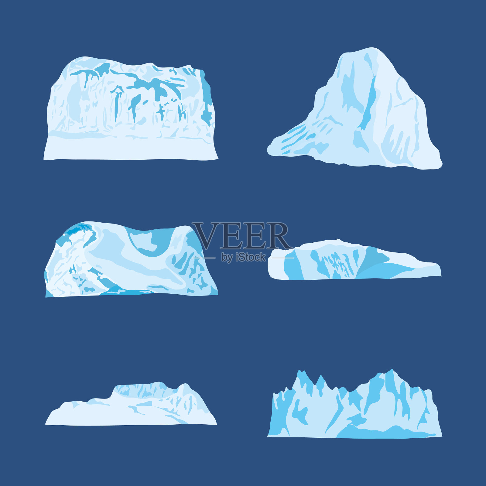 冰山图标设置彩色设计图标素材