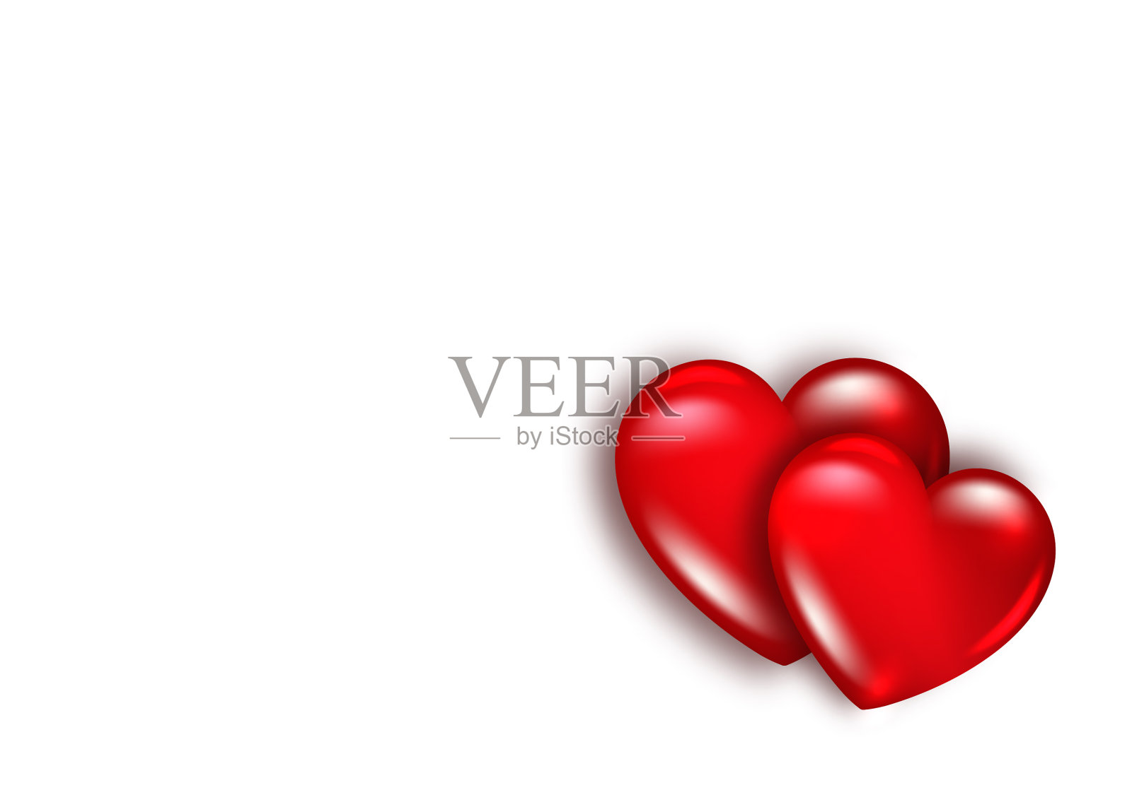 红色光泽3d两心形情人节插画图片素材