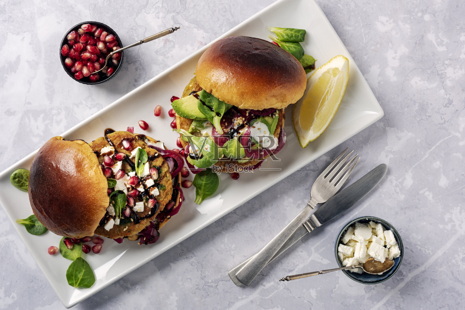 素食汉堡。照片摄影图片