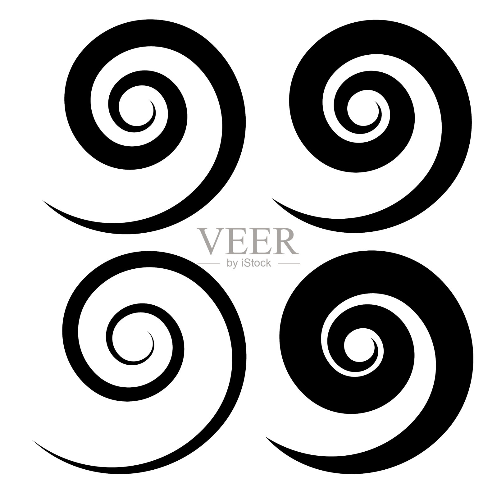 设置圆形漩涡孤立的图标复古巴洛克插画图片素材