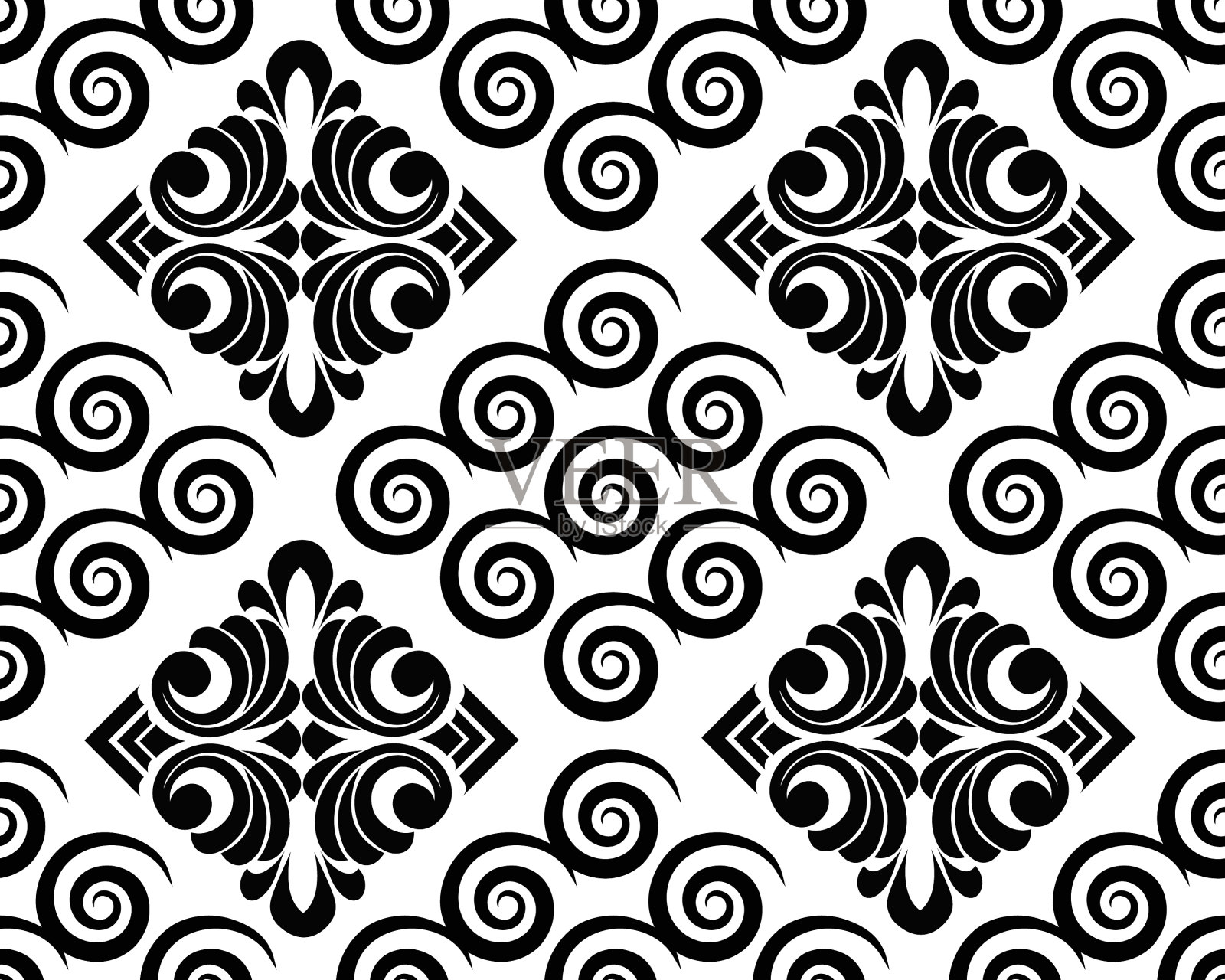 圆形漩涡图案无缝背景插画图片素材