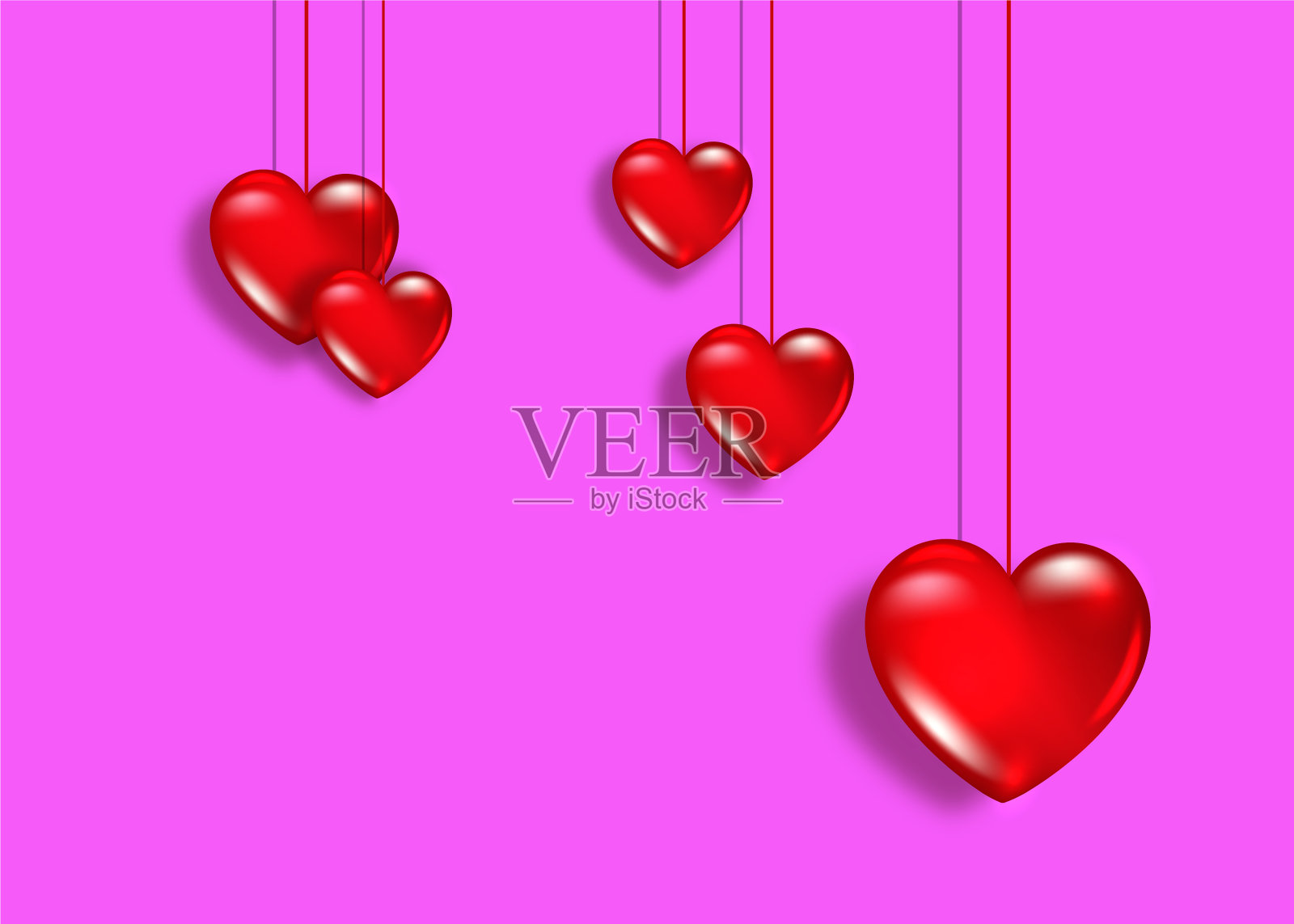 挂着红心玻璃情人节贺卡插画图片素材