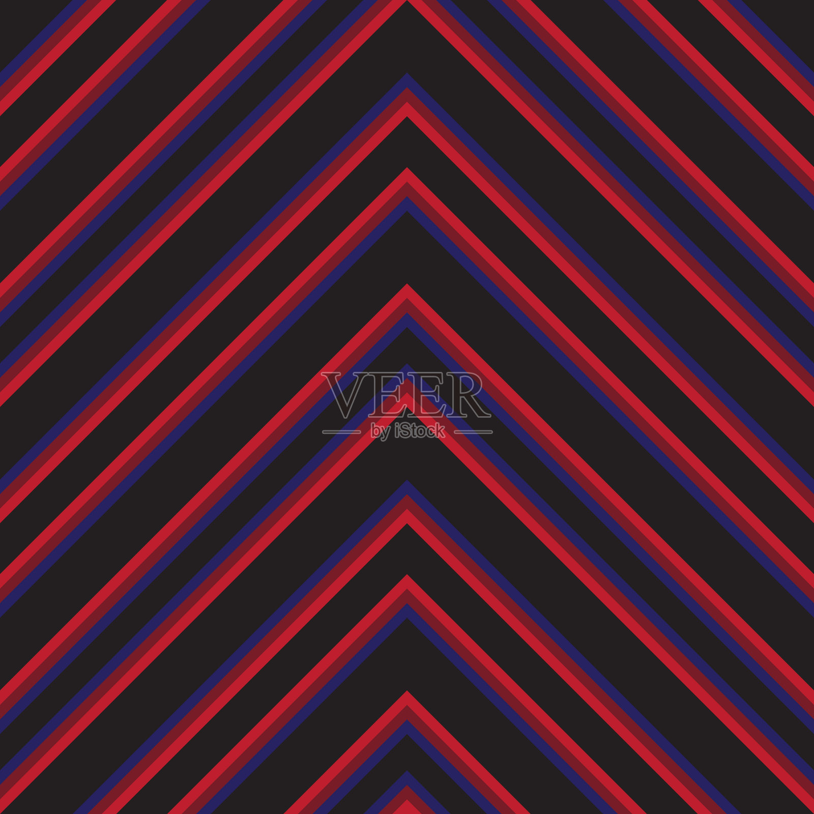 红色和蓝色人字形斜条纹无缝插画图片素材