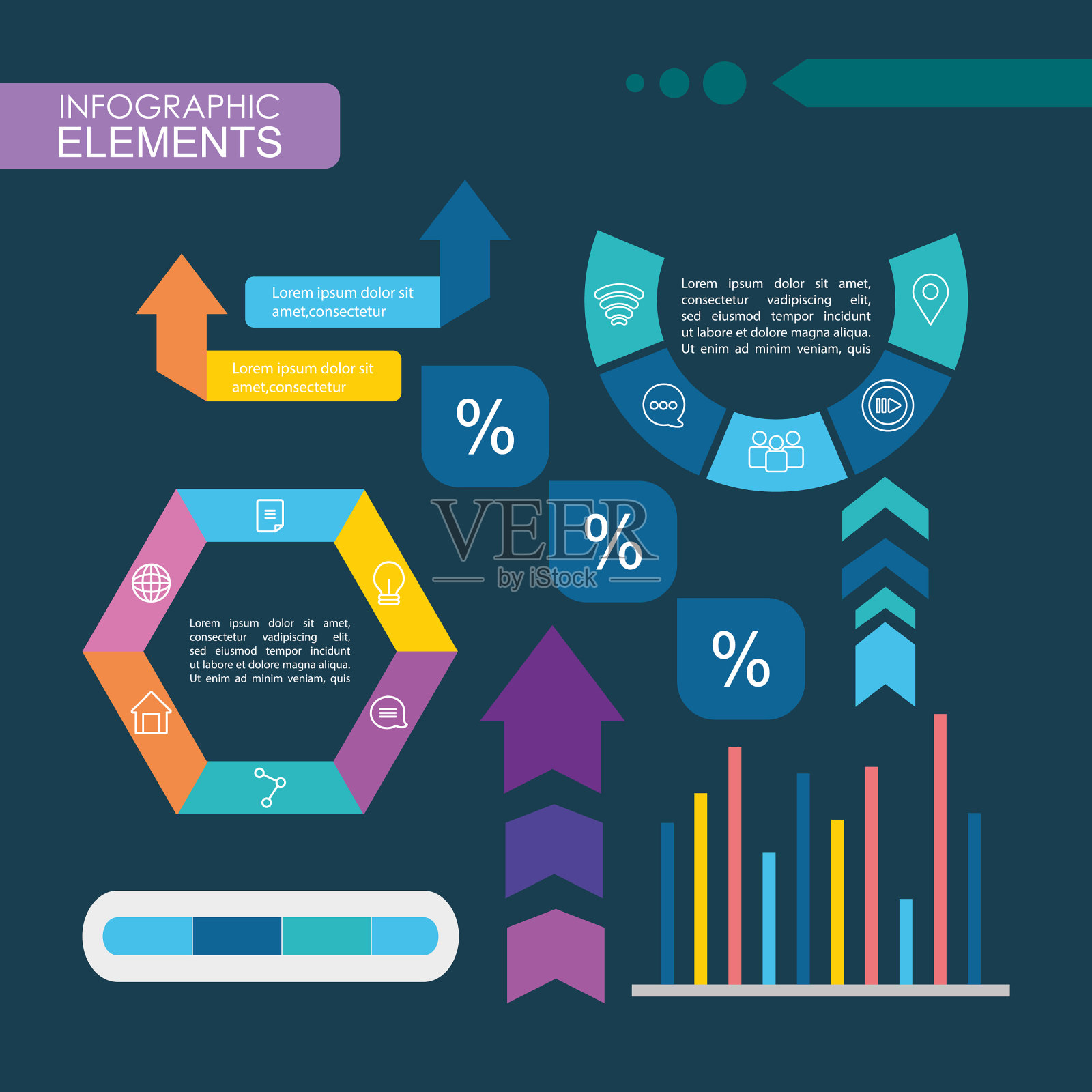 信息图形元素设计与图形条形图插画图片素材