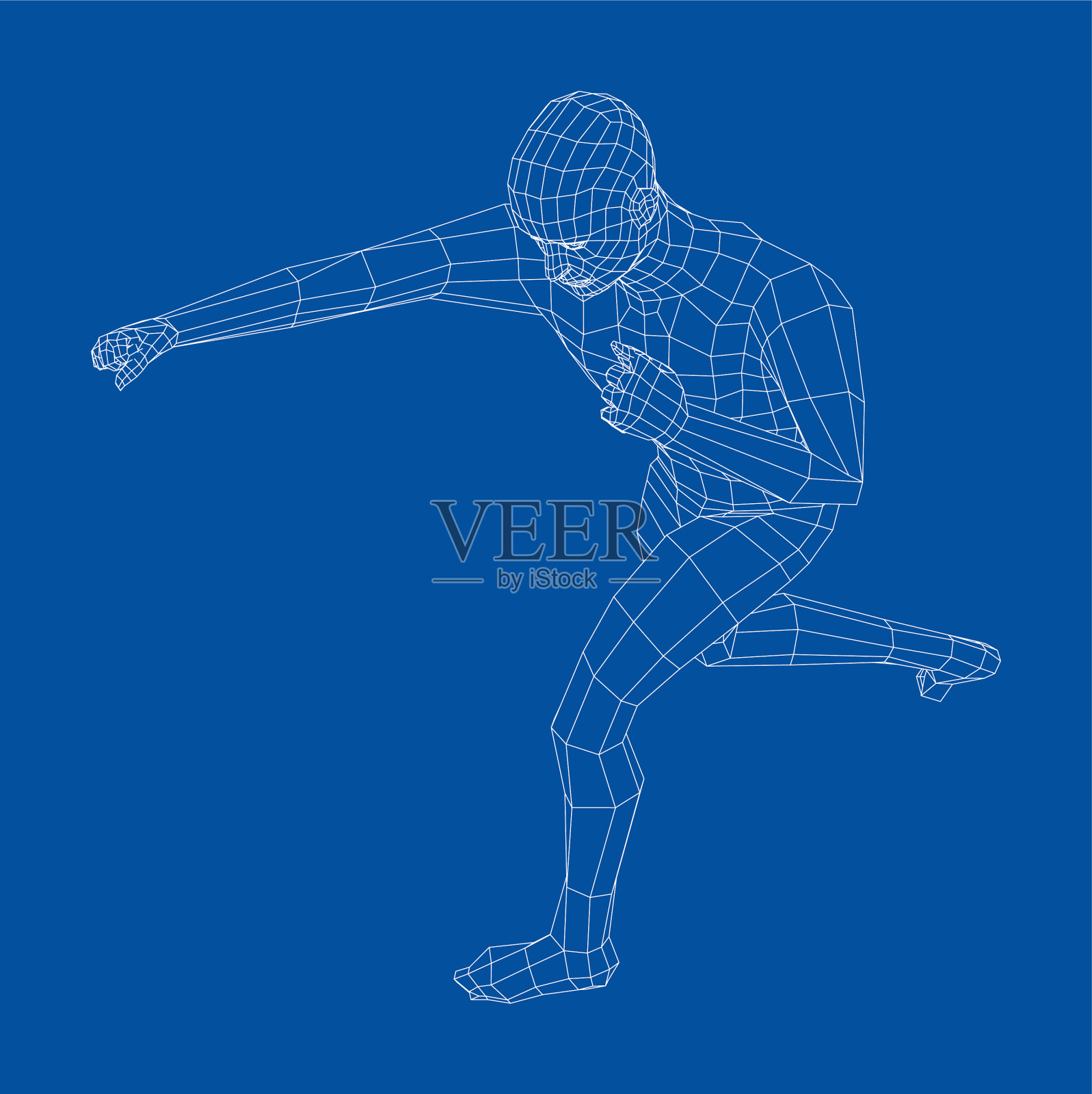 线框拳击的男人插画图片素材