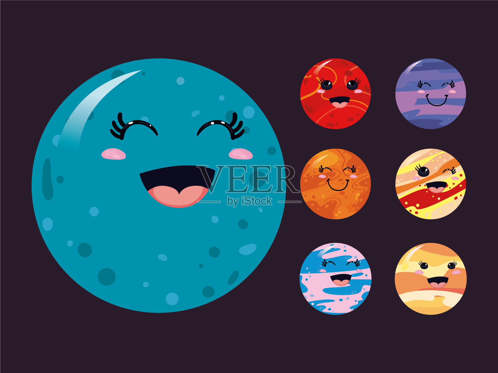 卡哇伊行星图标收集设计插画图片素材