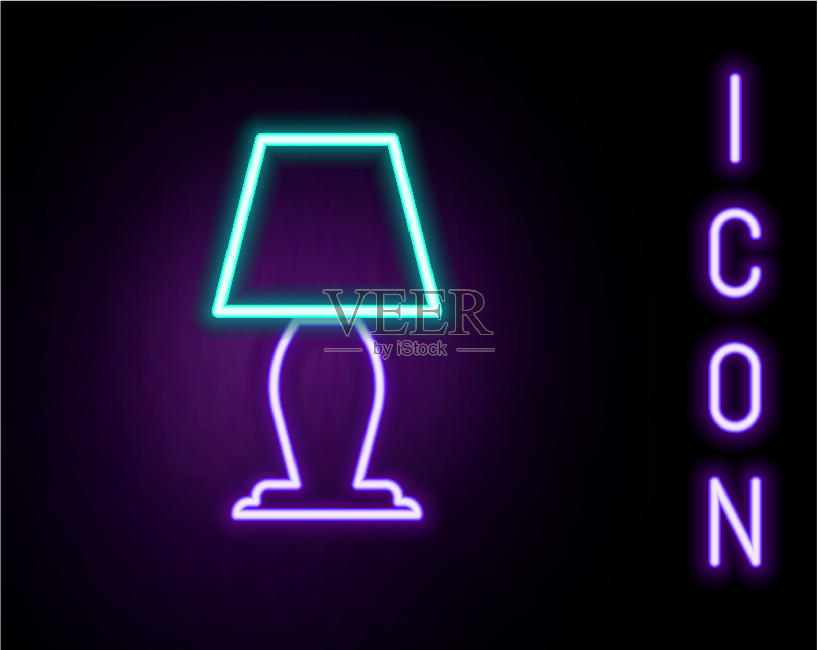 发光的霓虹灯线台灯图标隔离插画图片素材