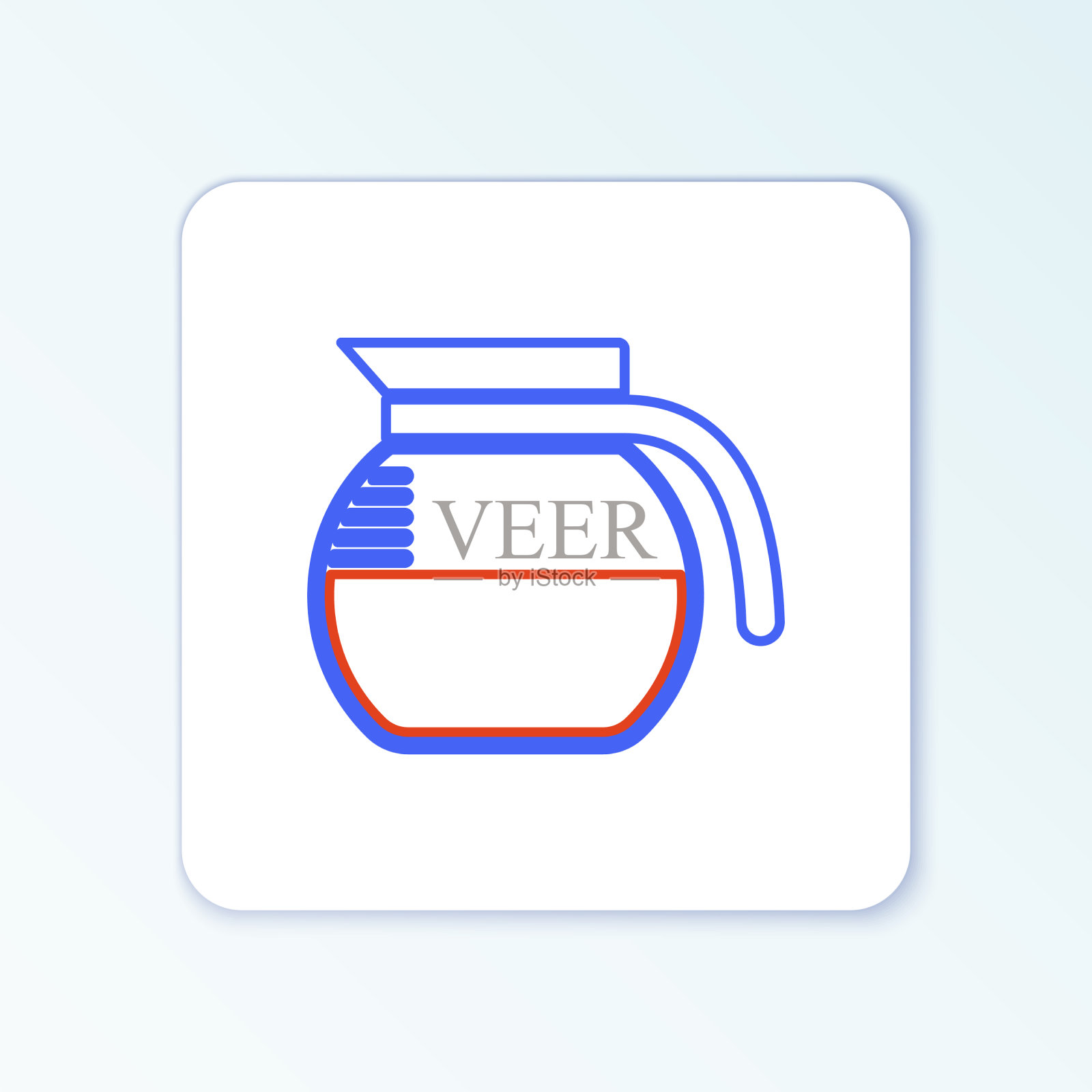 线咖啡壶图标孤立在白色背景图标素材