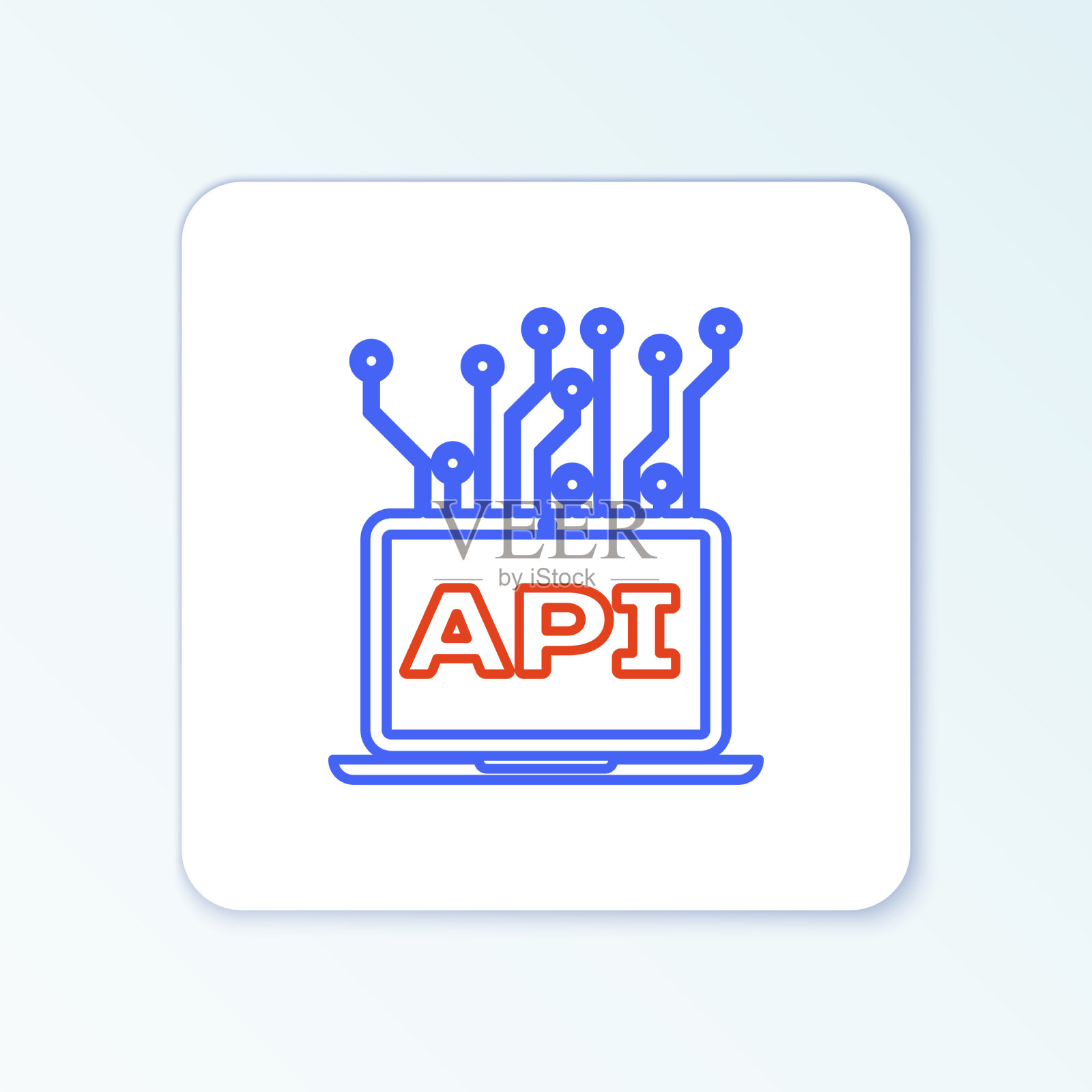 行计算机API接口图标隔离在白色插画图片素材