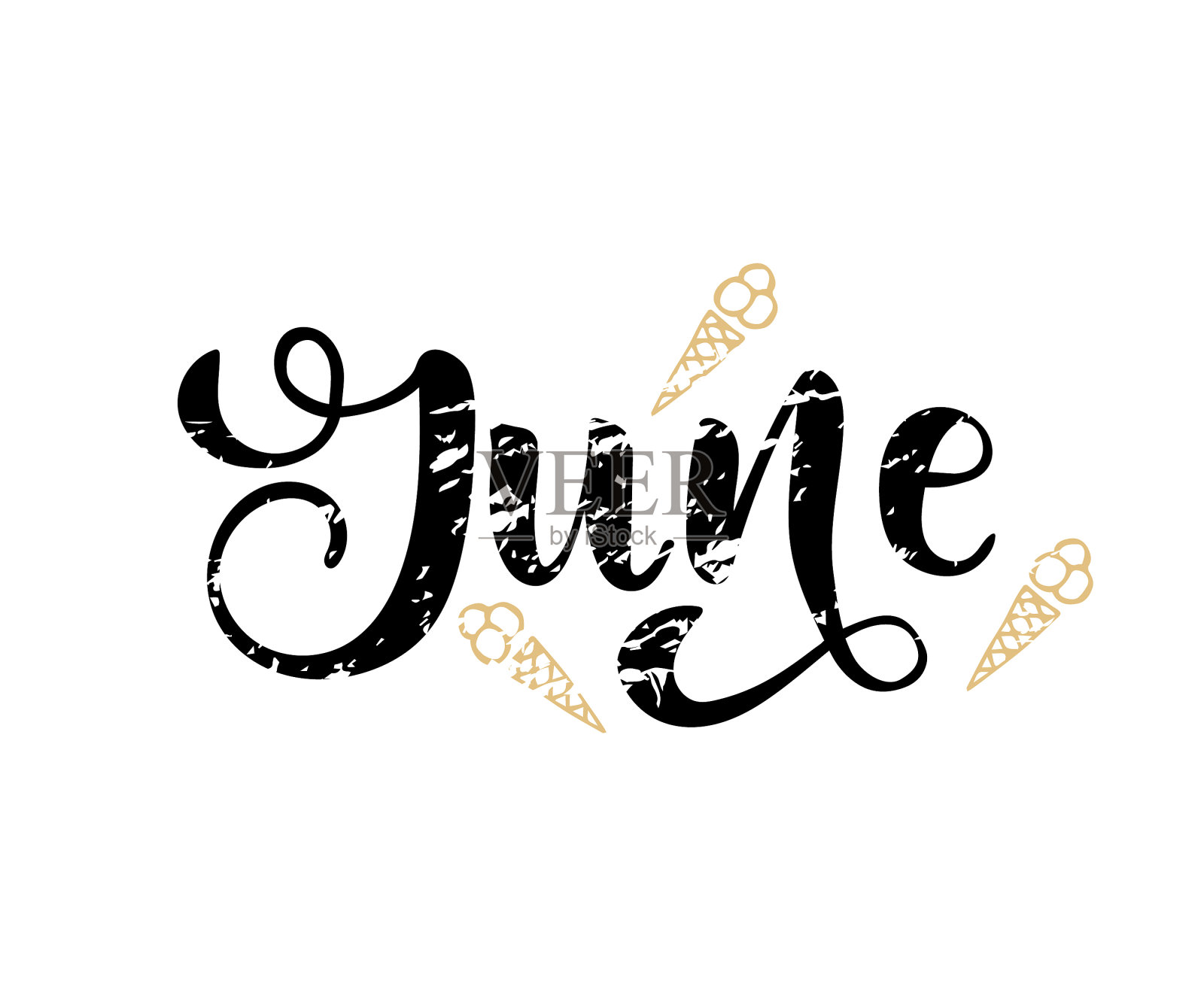 手绘字母短语六月插画图片素材