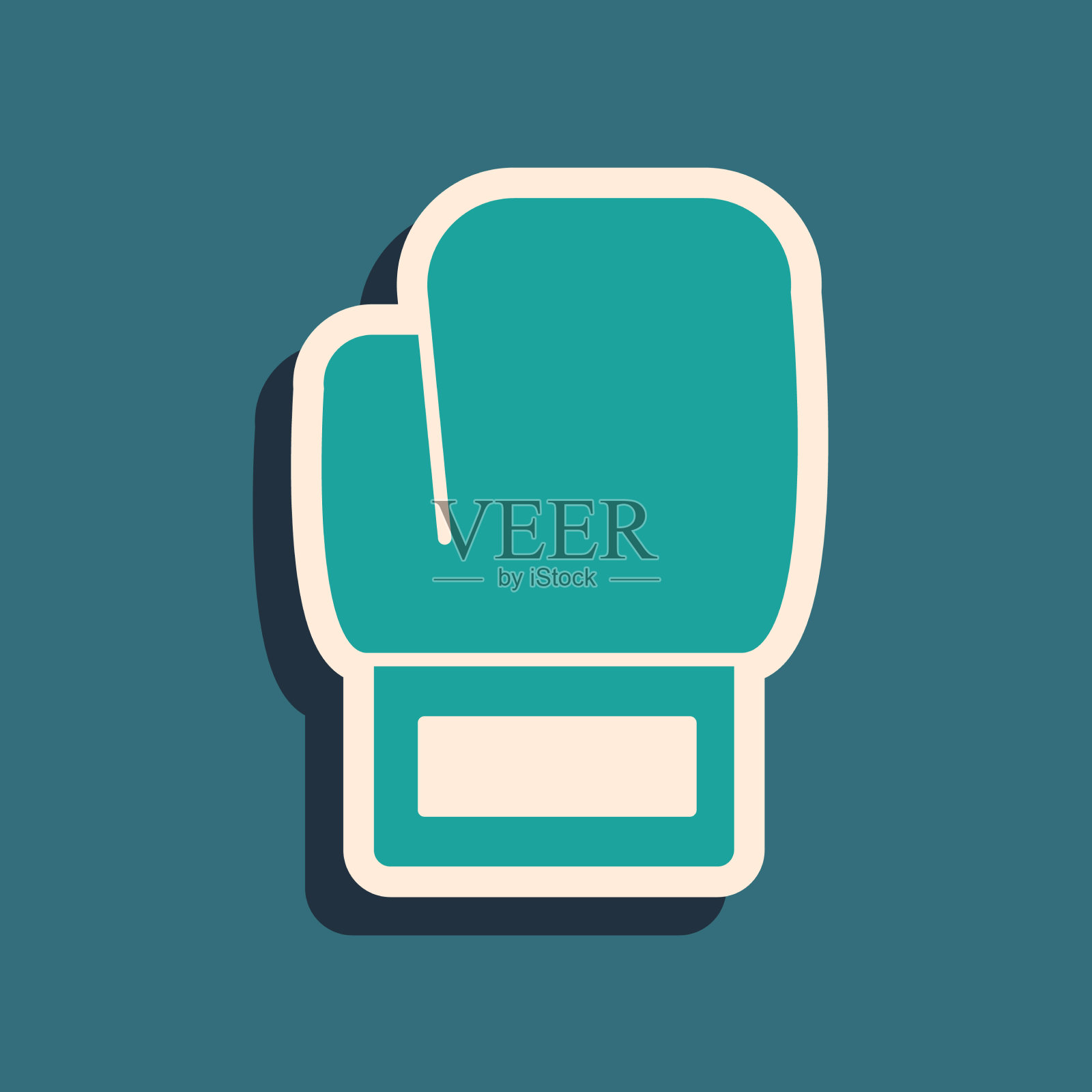 绿色拳击手套图标隔离在绿色上插画图片素材