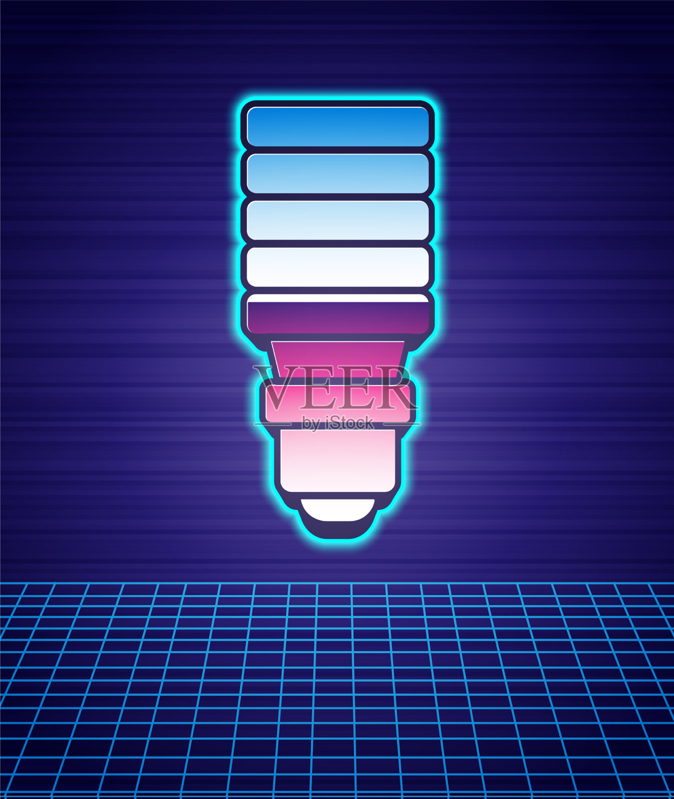 复古风格的led灯泡图标隔离插画图片素材