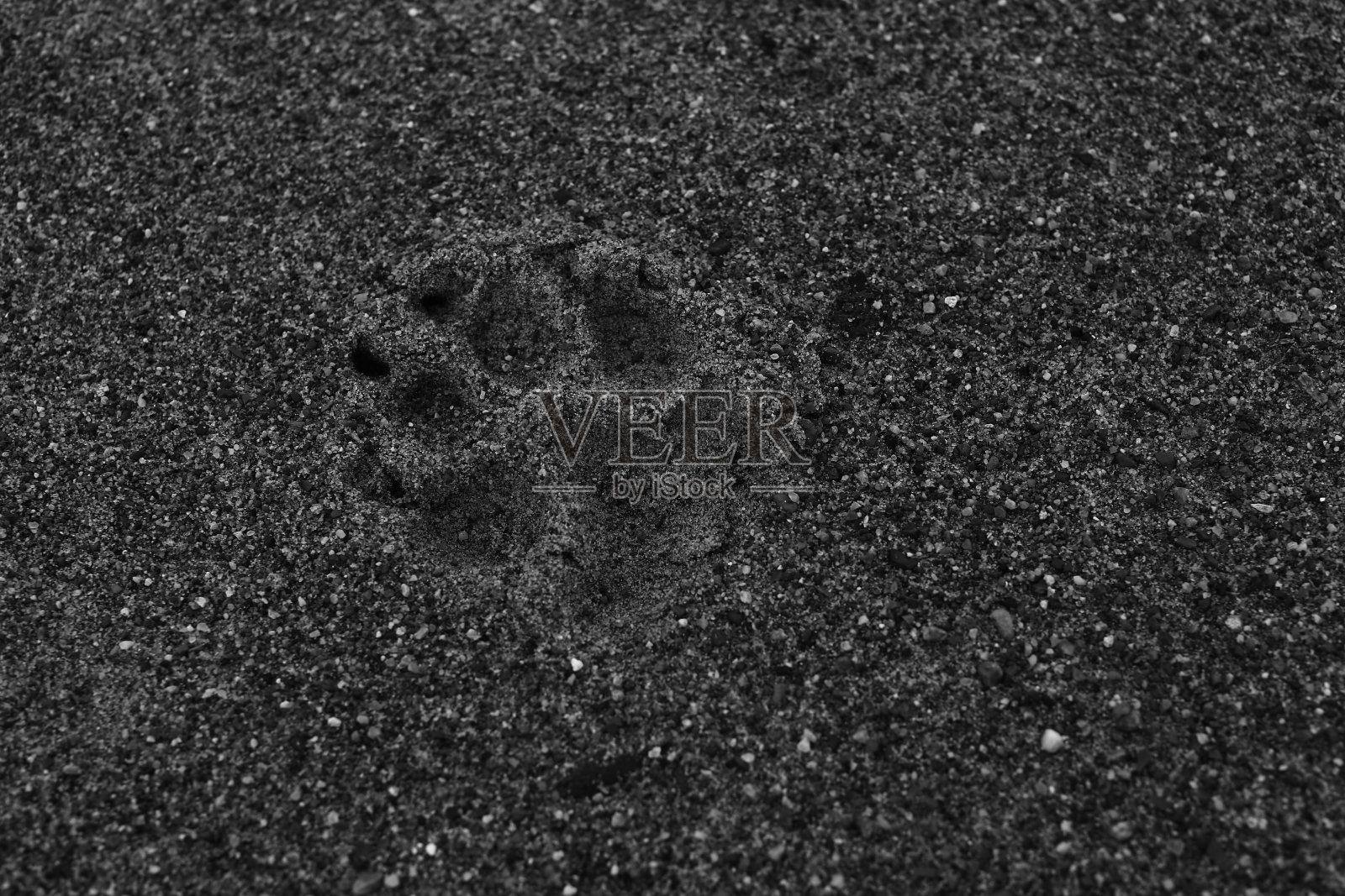 沙滩上的脚印，黑白相框照片摄影图片