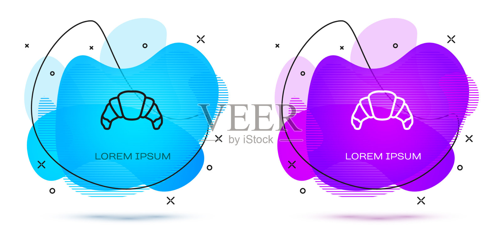 直线牛角面包图标孤立在白色背景插画图片素材