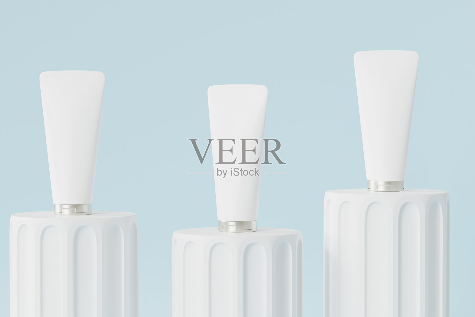 模型乳液管化妆品产品，模板或广告上的支柱讲台，最小的3d插图渲染照片摄影图片