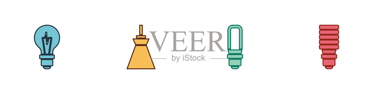 设置灯泡灯悬挂led灯和图标图标素材