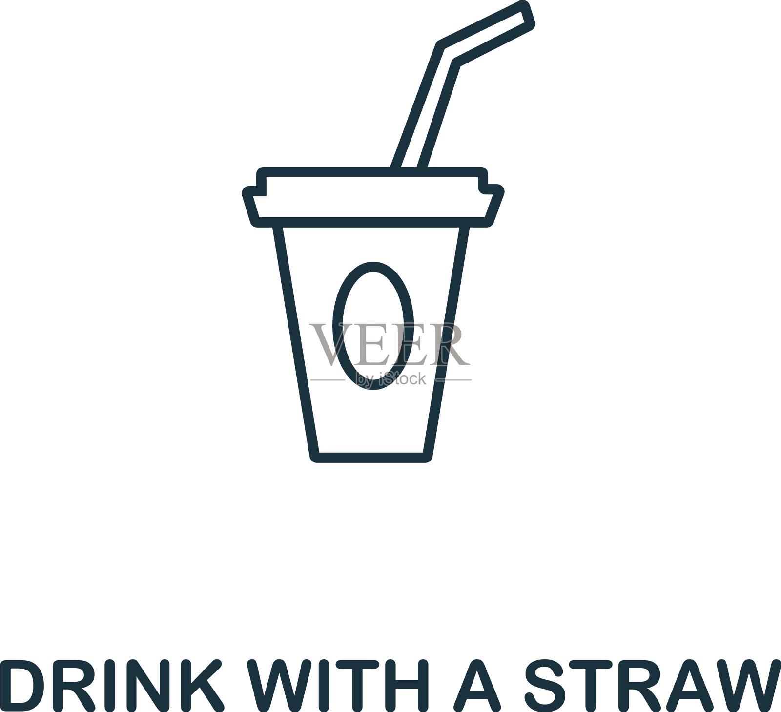 饮料与吸管图标从快餐收集插画图片素材