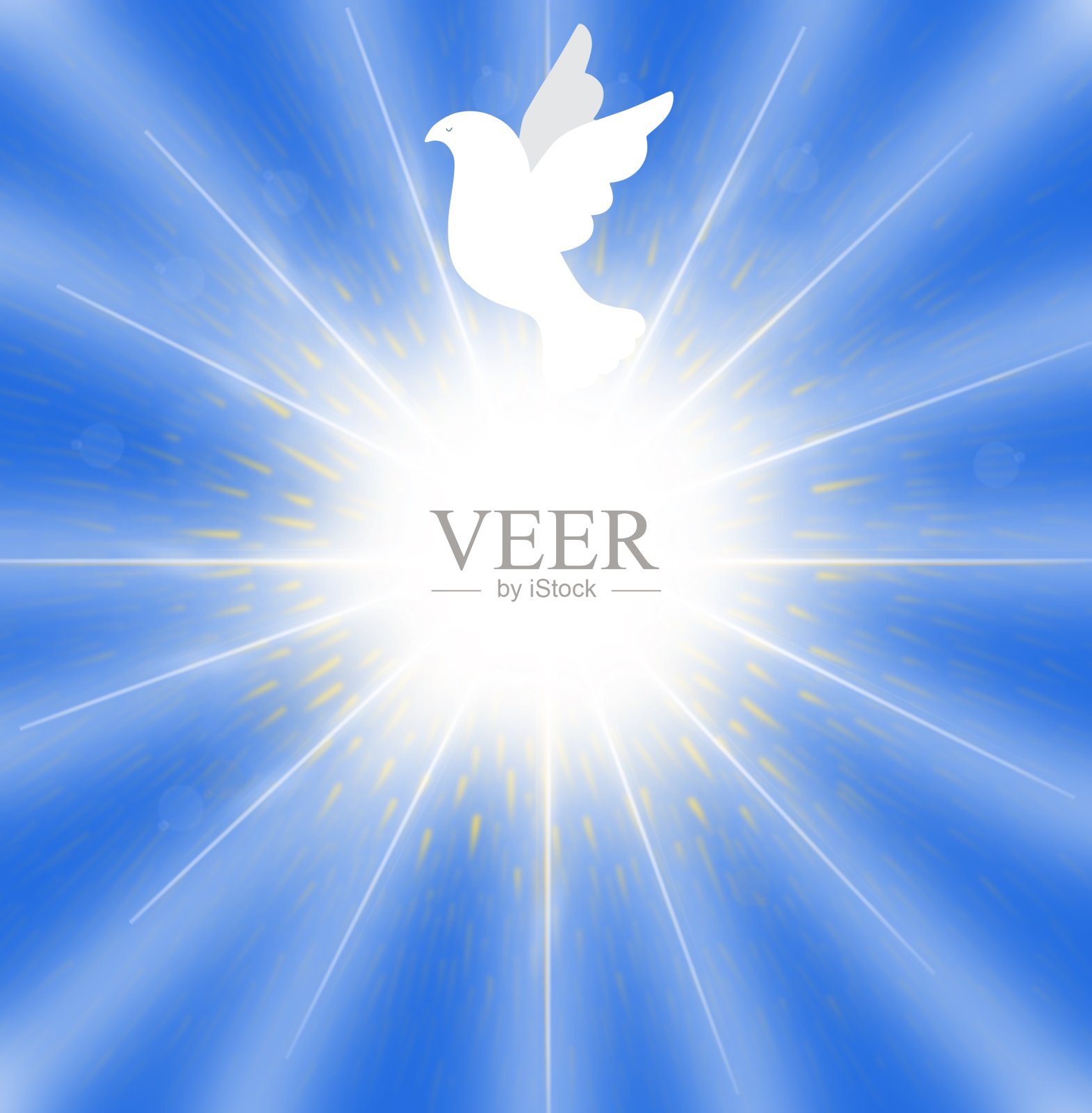 白色的鸽子。纯洁。自由。辐射的十字架。灵性。的信仰。希望。爱。插画图片素材