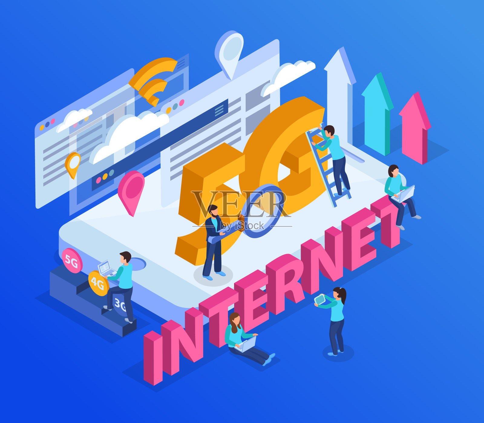 5 g网络组成插画图片素材