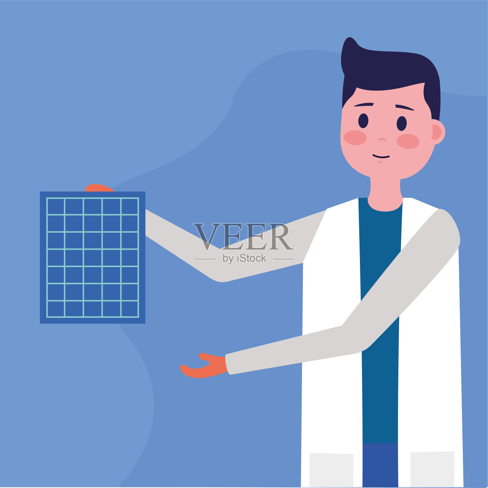 男医生与制服和文件矢量设计插画图片素材