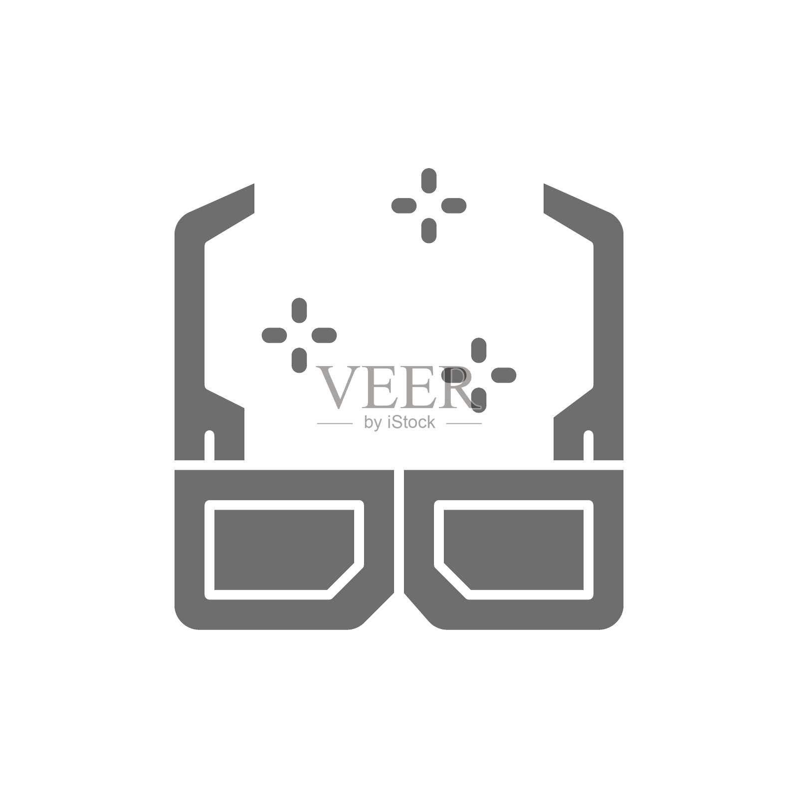 3D电影眼镜灰色图标。在白色背景上隔离插画图片素材