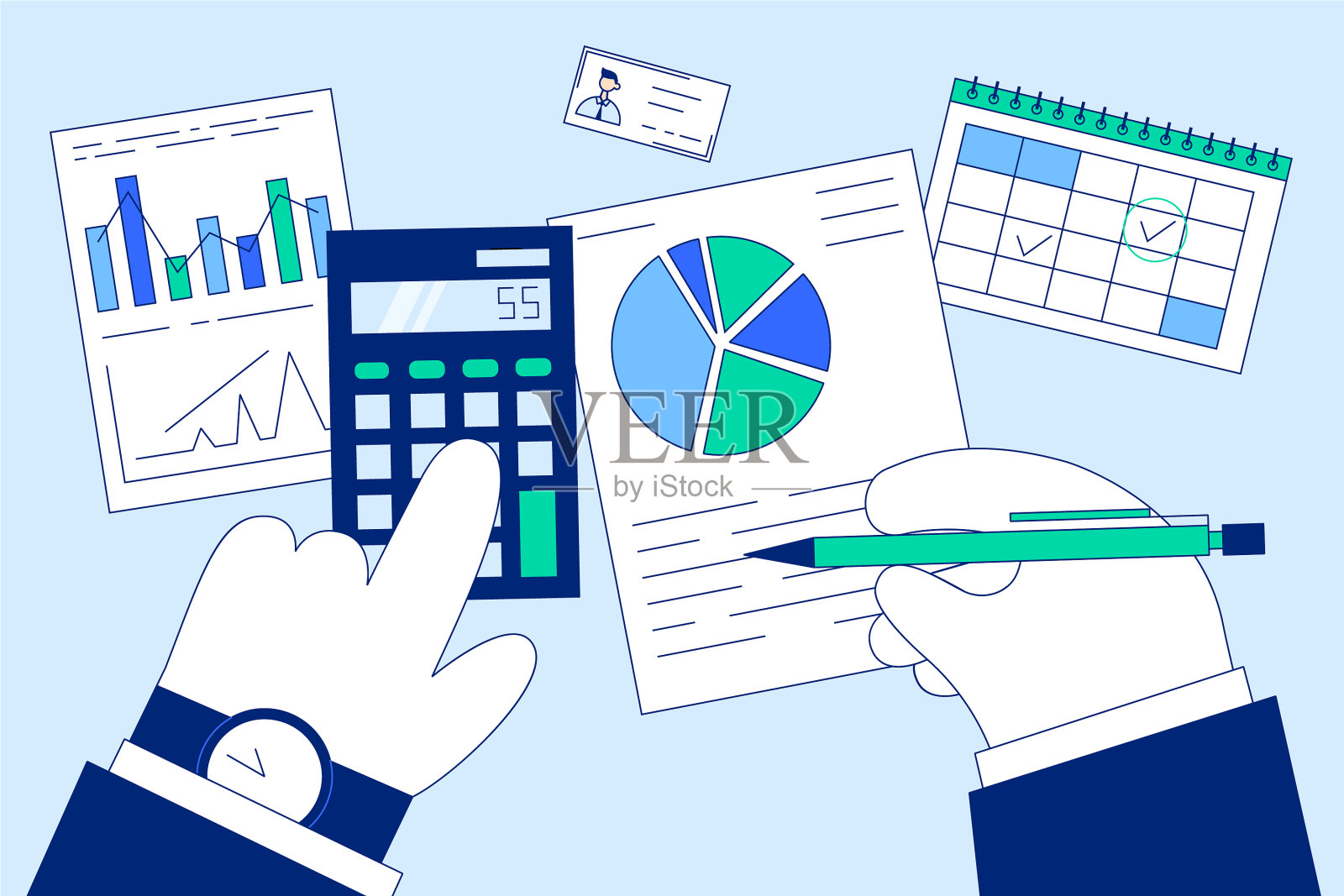 财务营销和税务核算系统概念插画图片素材