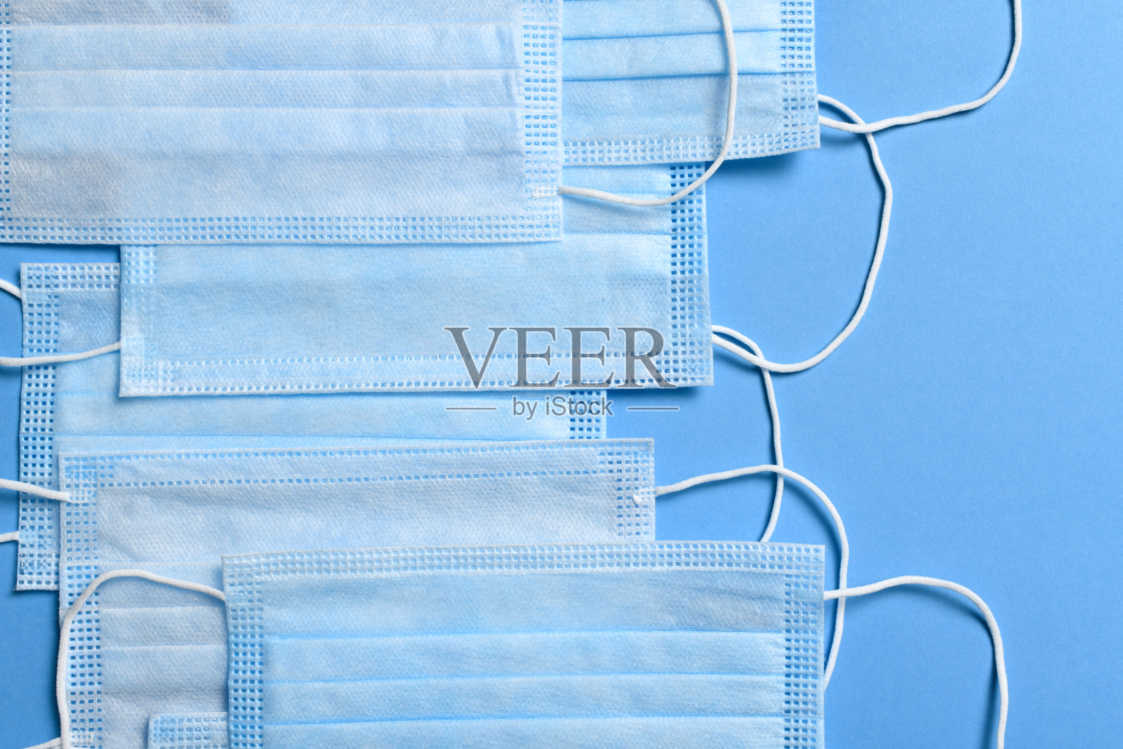 医用防护口罩，用于保护呼吸道免受病毒、细菌、冠状病毒或其他感染照片摄影图片