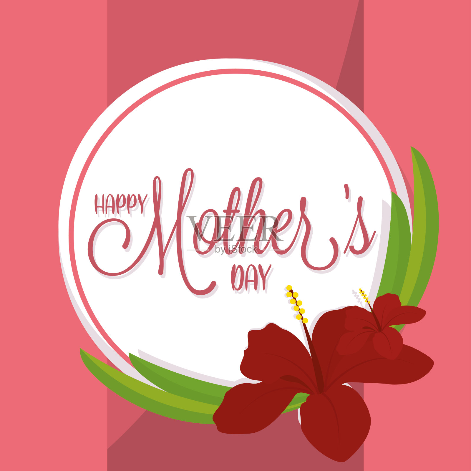 带有文字和鲜花的徽章插画图片素材