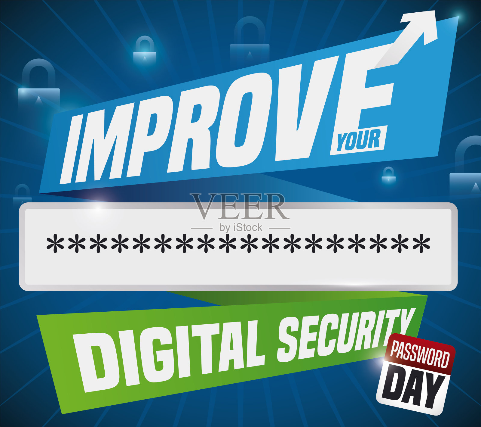 带对话框和日历的丝带准备密码日插画图片素材