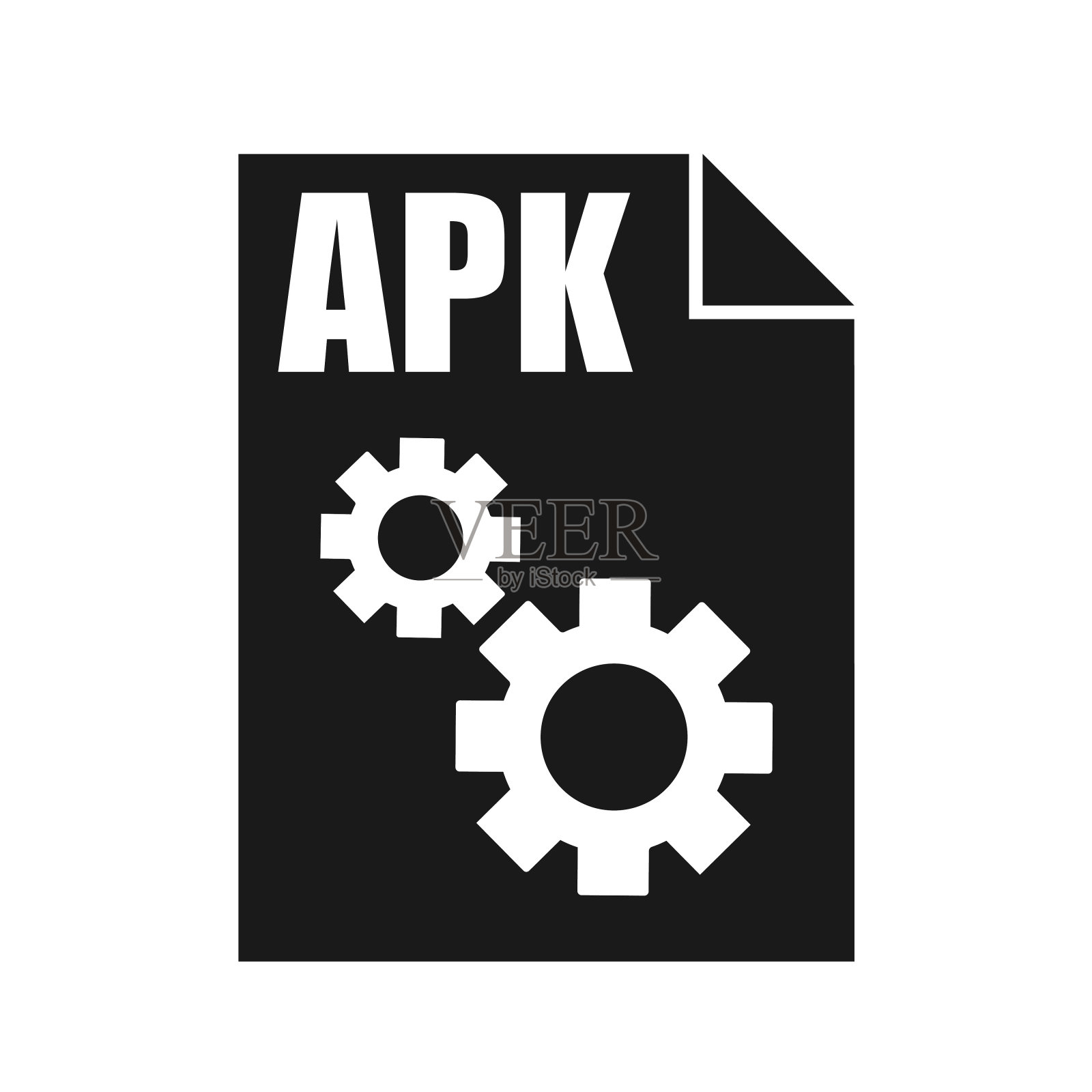 APK黑色文件矢量图标，平面设计风格插画图片素材