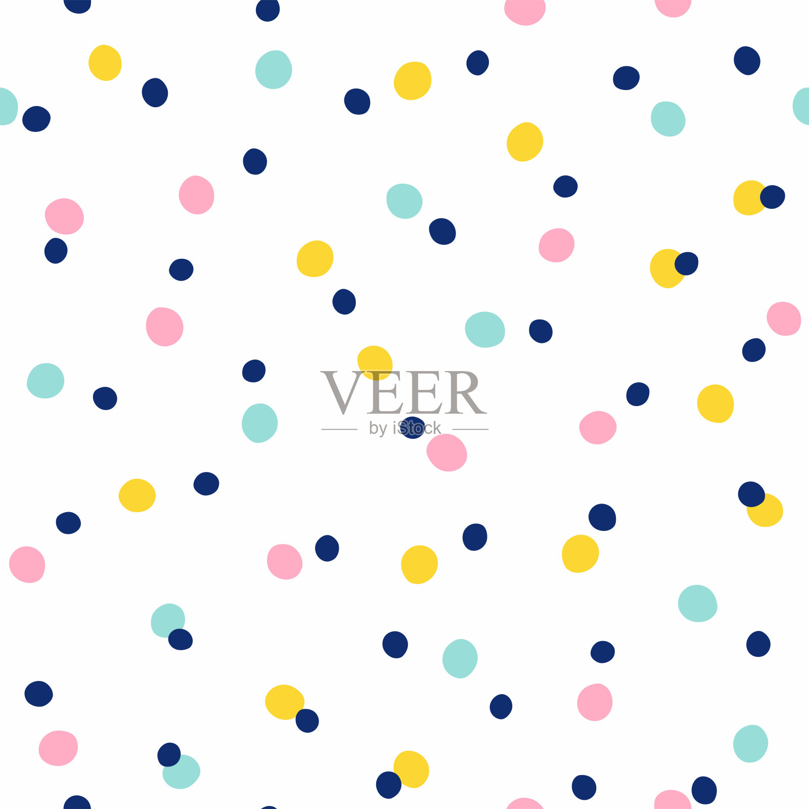 无缝图案与分散的圆形点。简单的女人。可爱的矢量图。插画图片素材