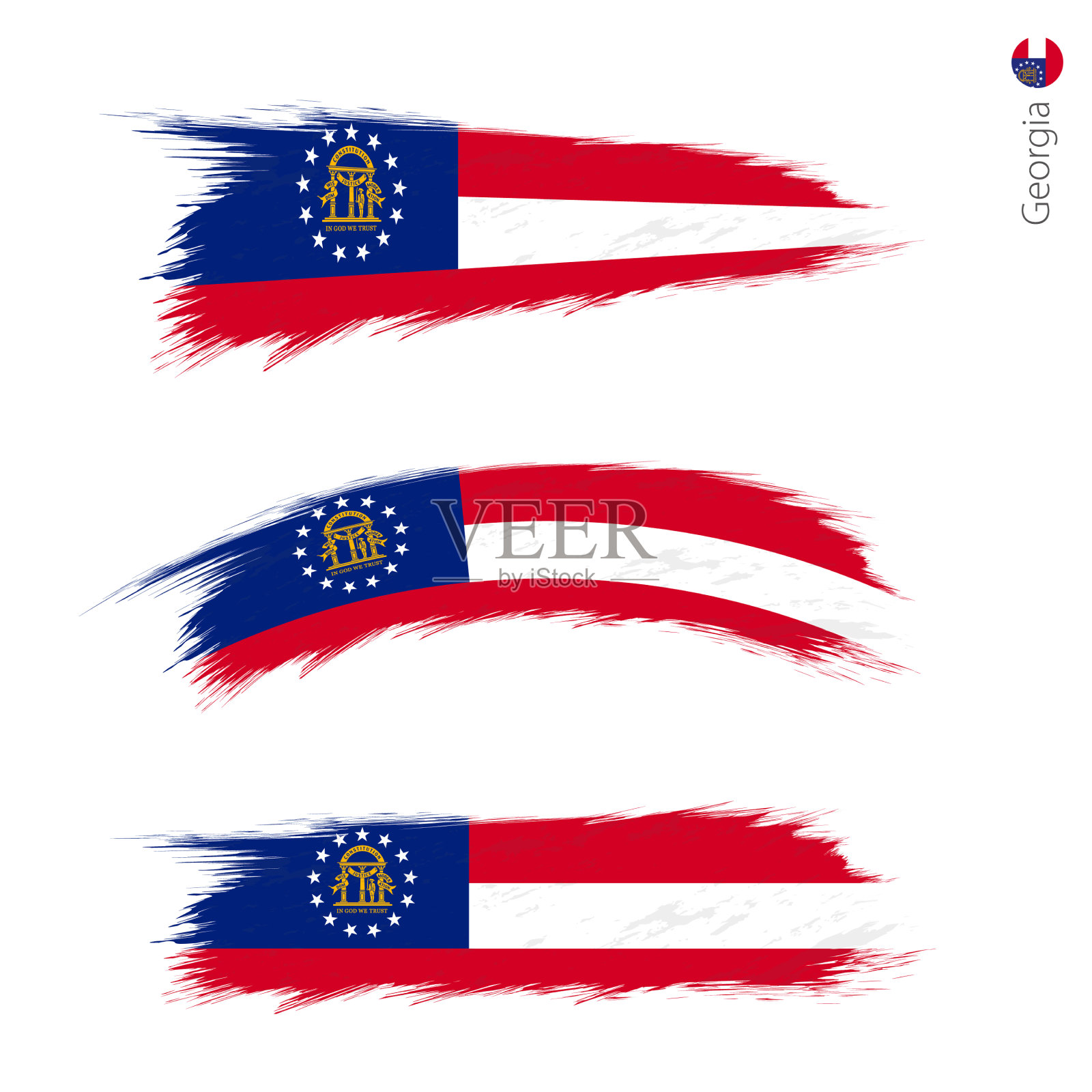 设置3 grunge纹理旗美国乔治亚州插画图片素材
