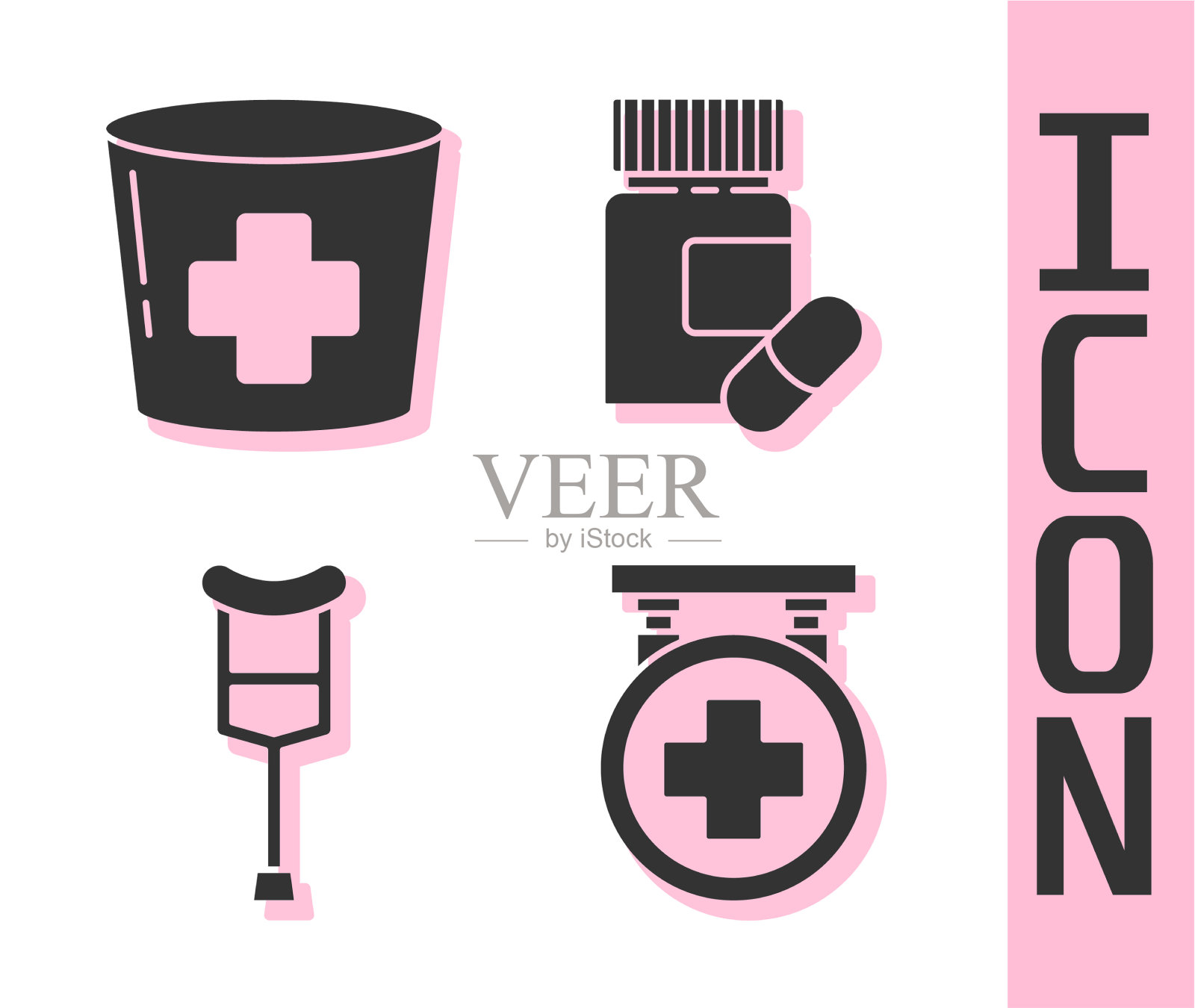 设置医院招牌护士帽与十字图标素材