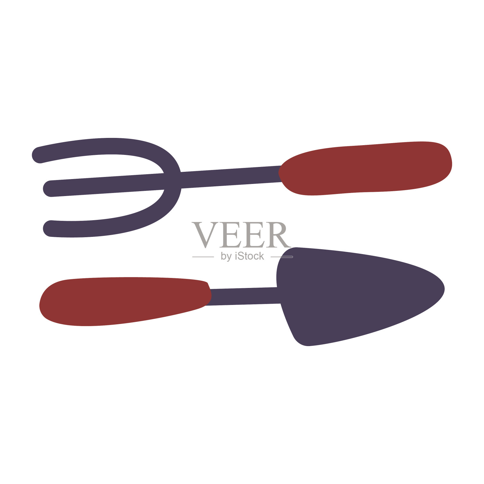 耙或铲子、铲子或叉孤立插画图片素材