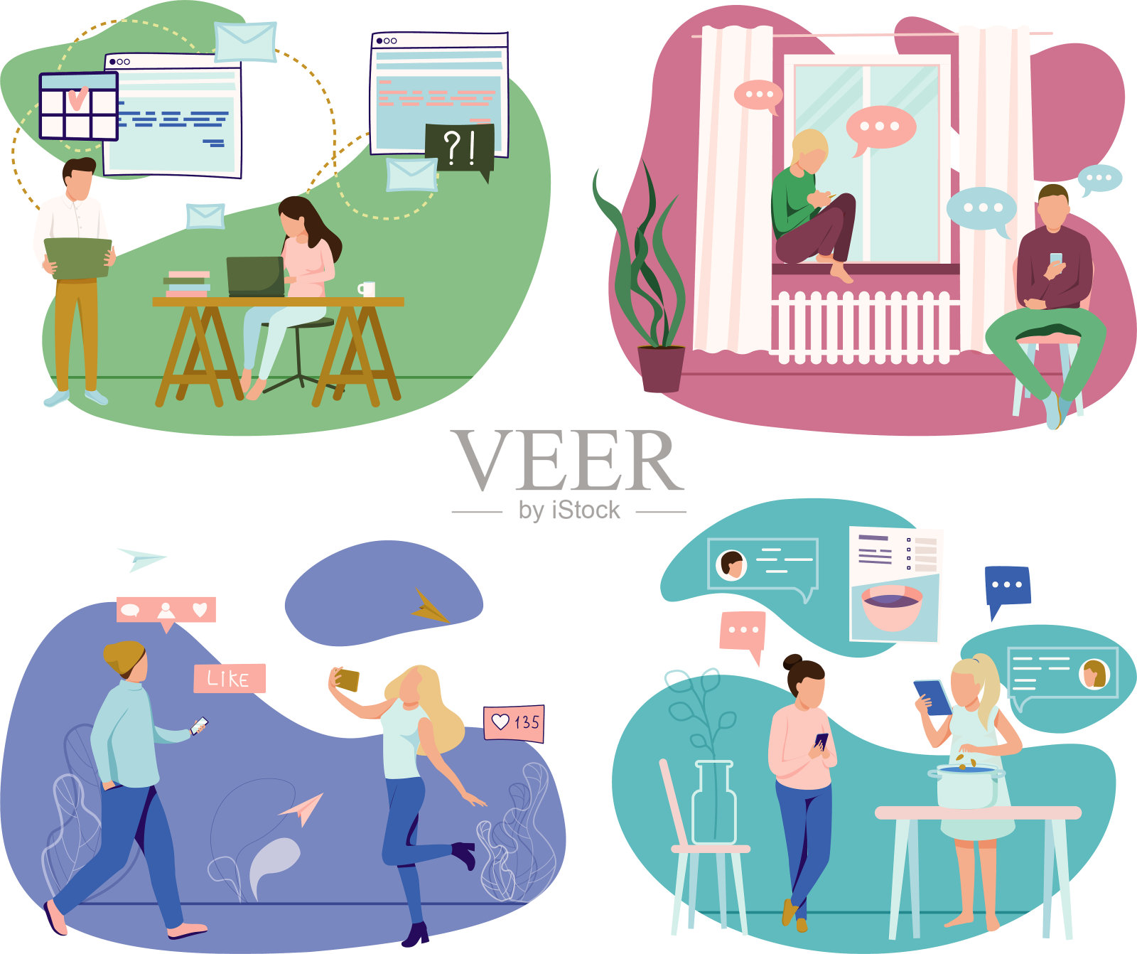 人和小工具概念图标集插画图片素材