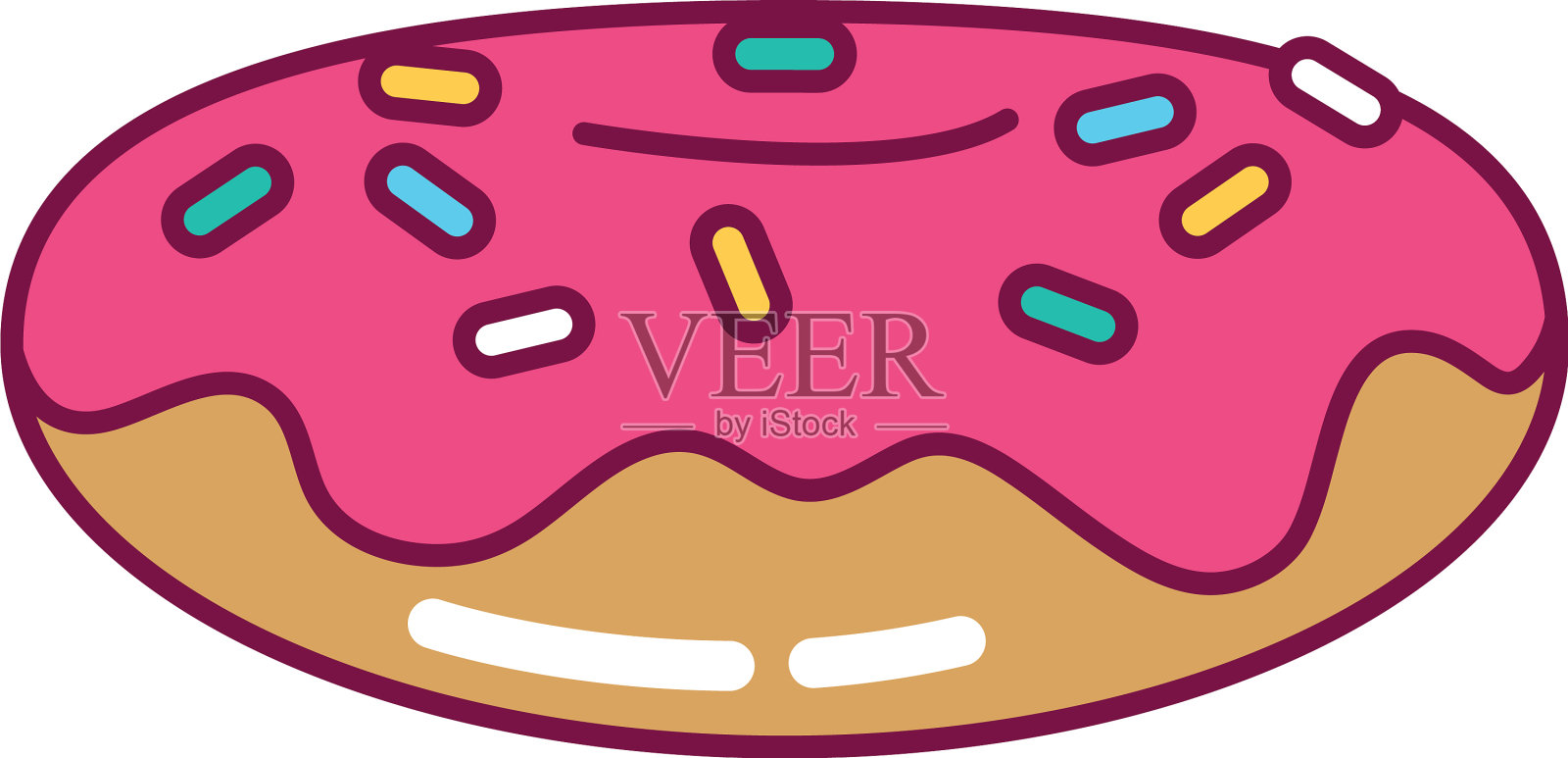 甜甜圈图标线和填充风格设计元素图片