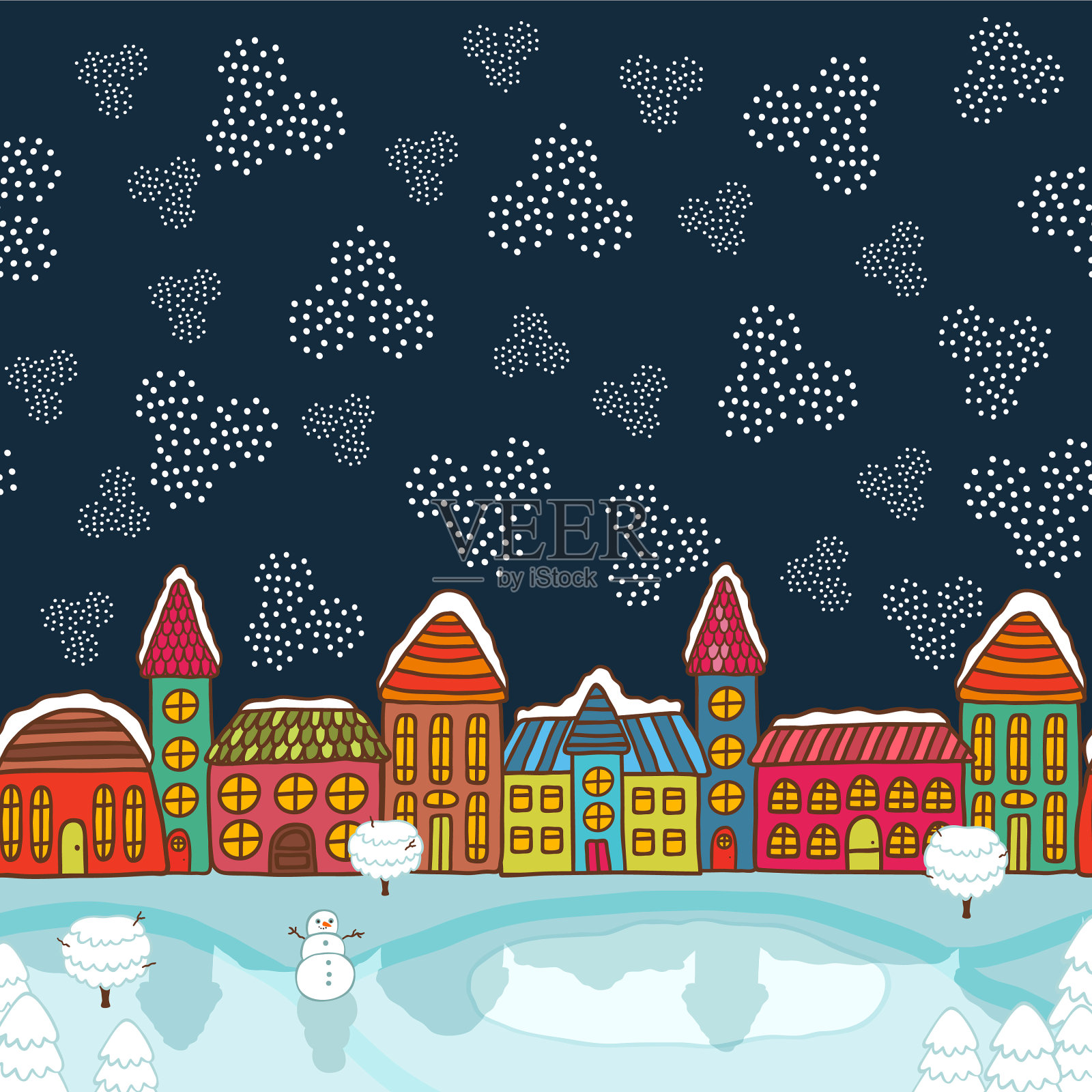 圣诞房子背景插画图片素材