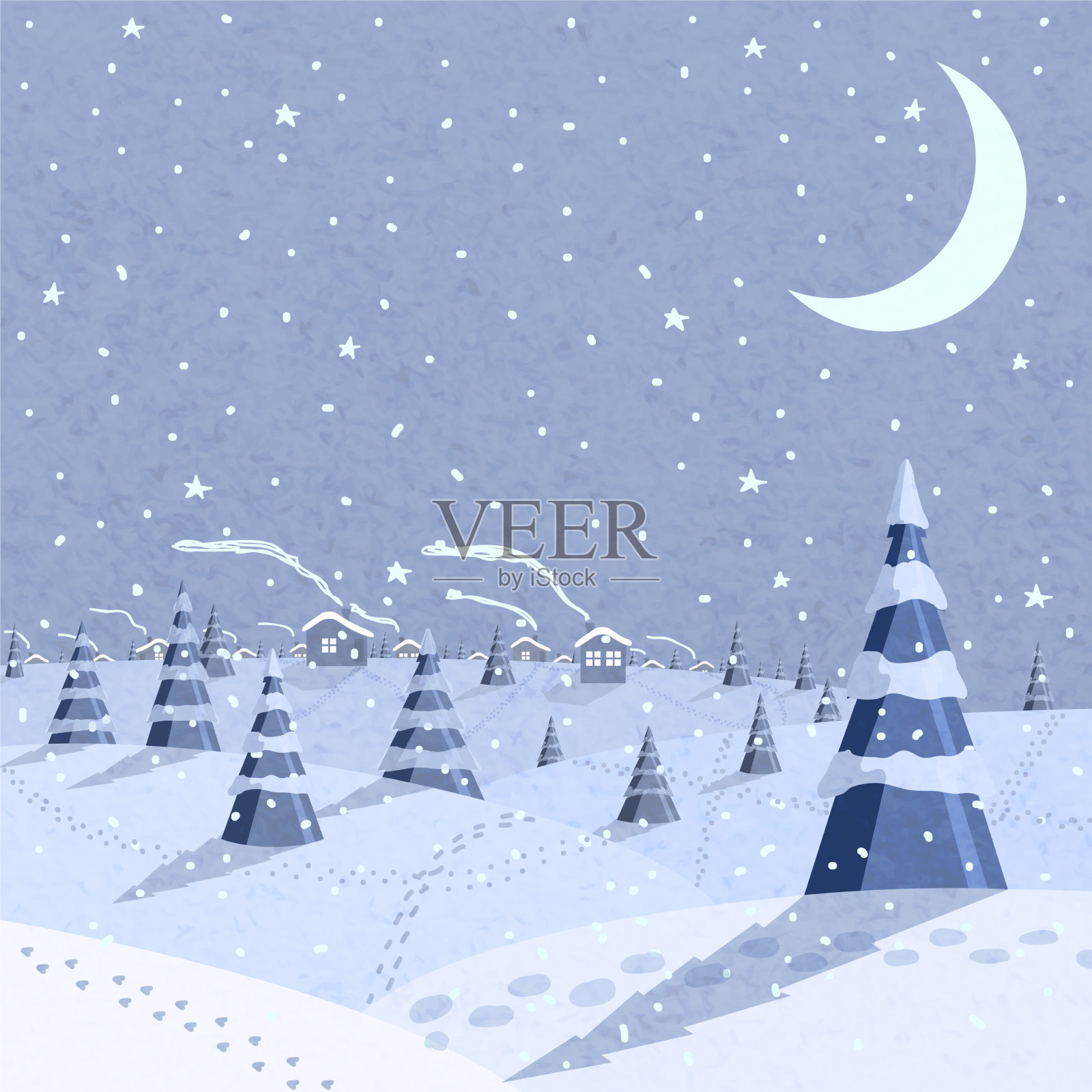 冬天的风景插画图片素材