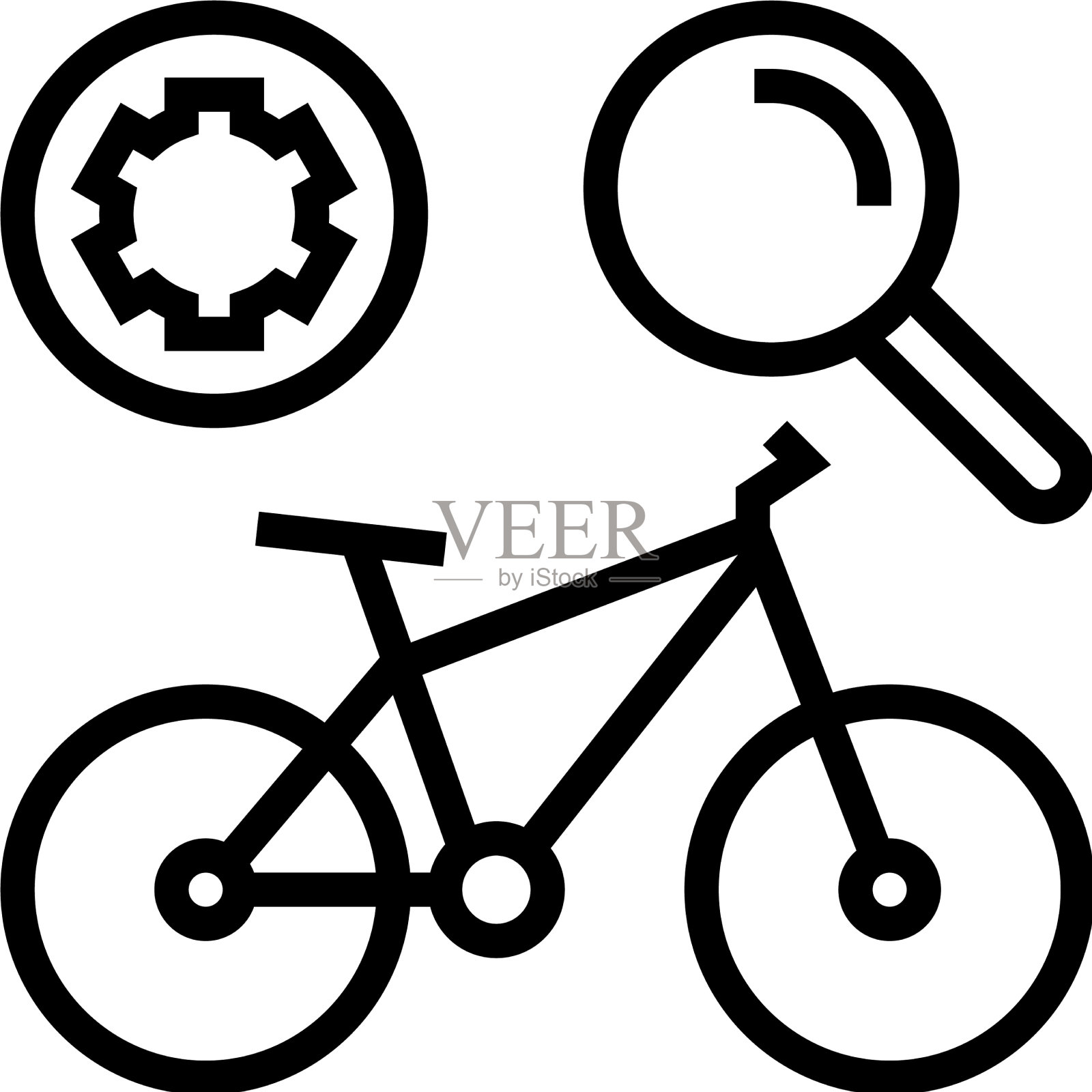 复杂的自行车维修线图标图标素材