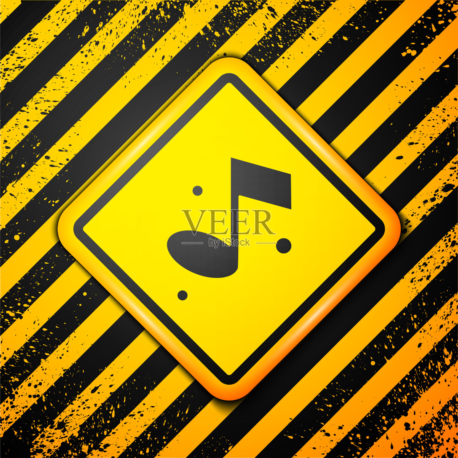 黑色音乐音符音调图标孤立在黄色插画图片素材