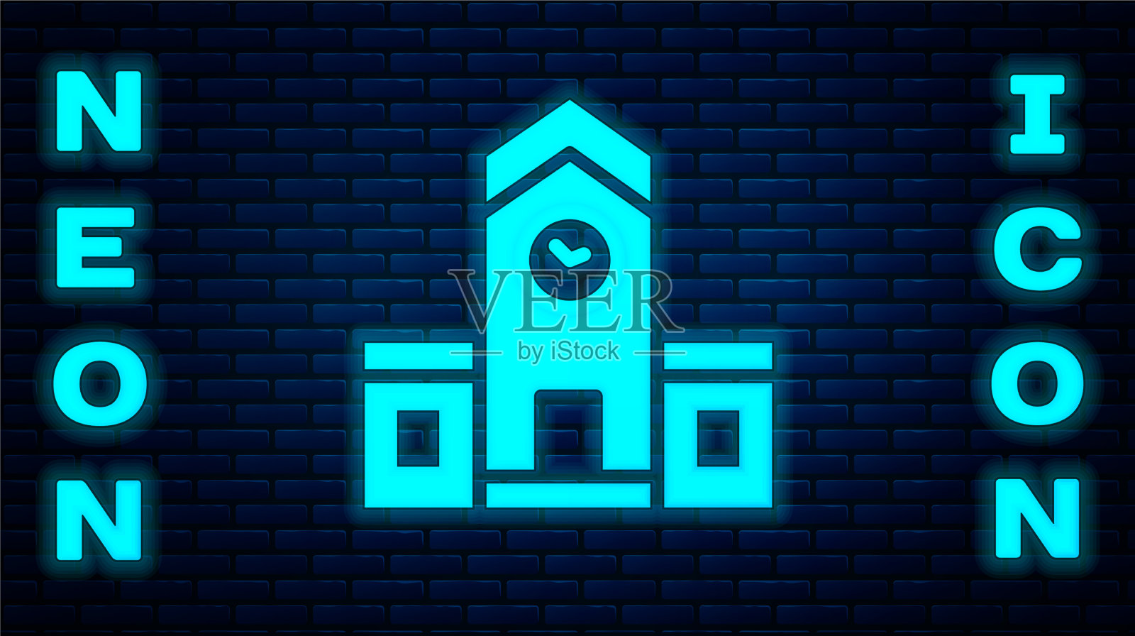 霓虹灯火车站图标孤立插画图片素材